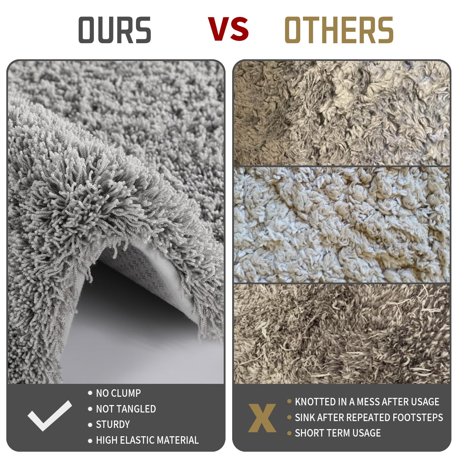 Yimobra Luxury Fluffy Bathroom Rugs, Super Elastic Soft Thick Plush Bath Mat, Non-Slip Water Absorbent, Easier To Dry, Sturdy Sh