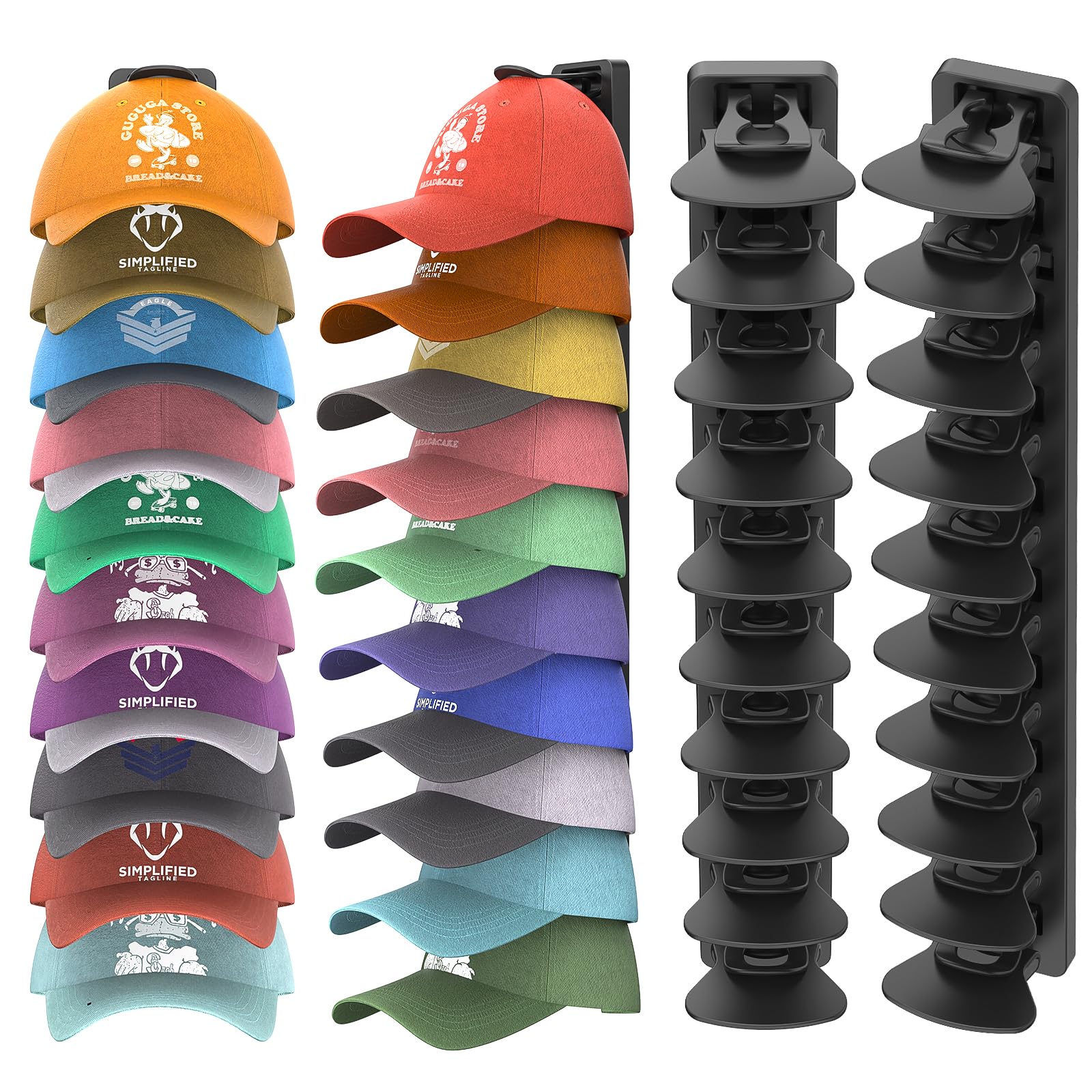 HeQe Hat Organizer for Baseball Caps Hold Up to 40 Hats, 2 Pack Hat Rack for Wall, Strong Adhesive Hat Storage Display Holder fo