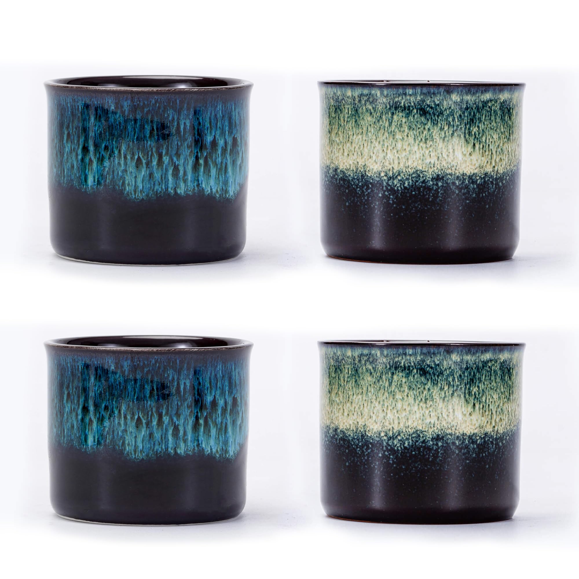 RISTEASO Espresso Cups Set of 2, Ceramic Espresso Cups, Expresso Shots Cups, 2.5oz Tea Cups, Demitasse Cups (4, full magic/full 