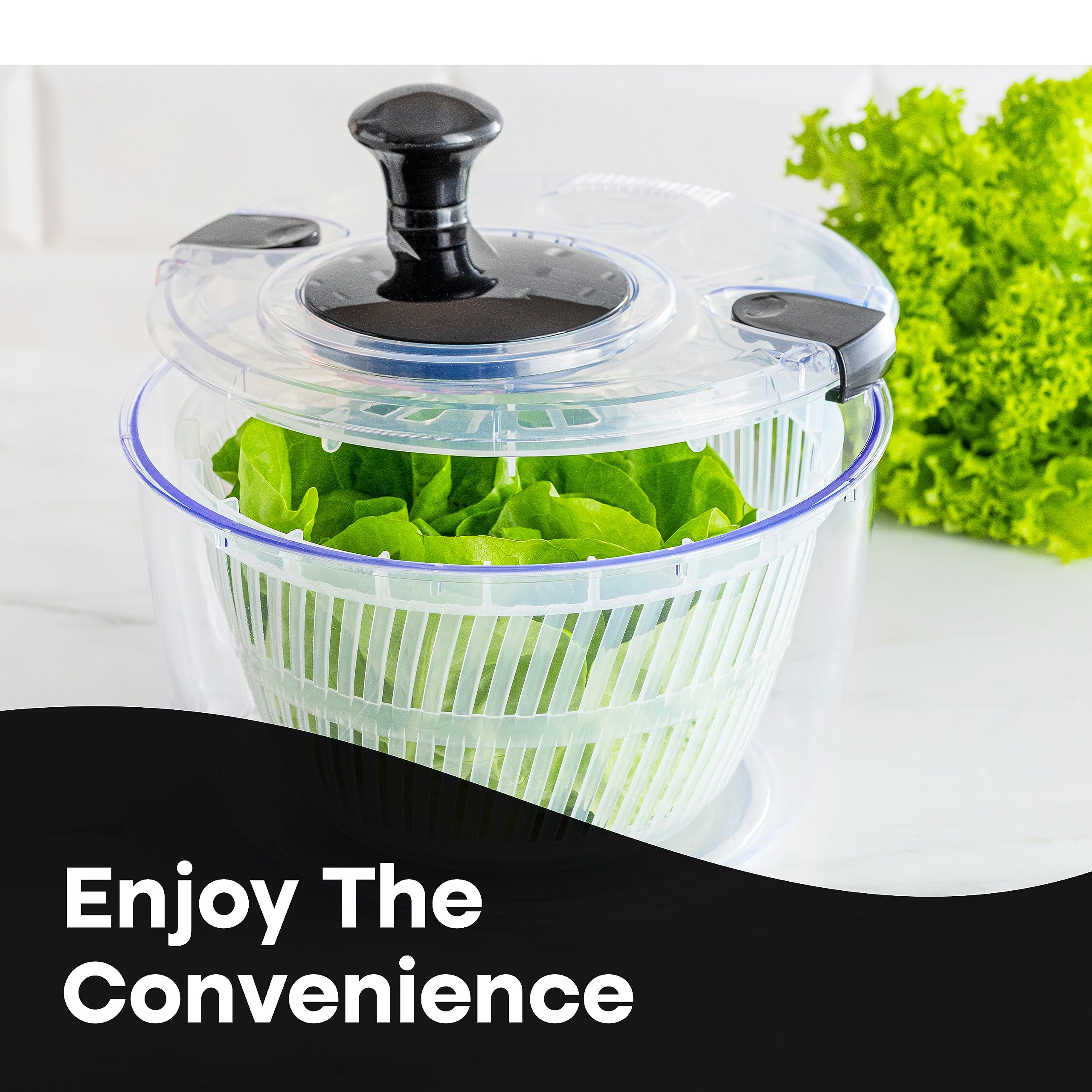 Joined Large Salad Spinner With Drain, Bowl, And Colander - Quick And Easy Multi-Use Lettuce Spinner, Vegetable Dryer, Fruit Was