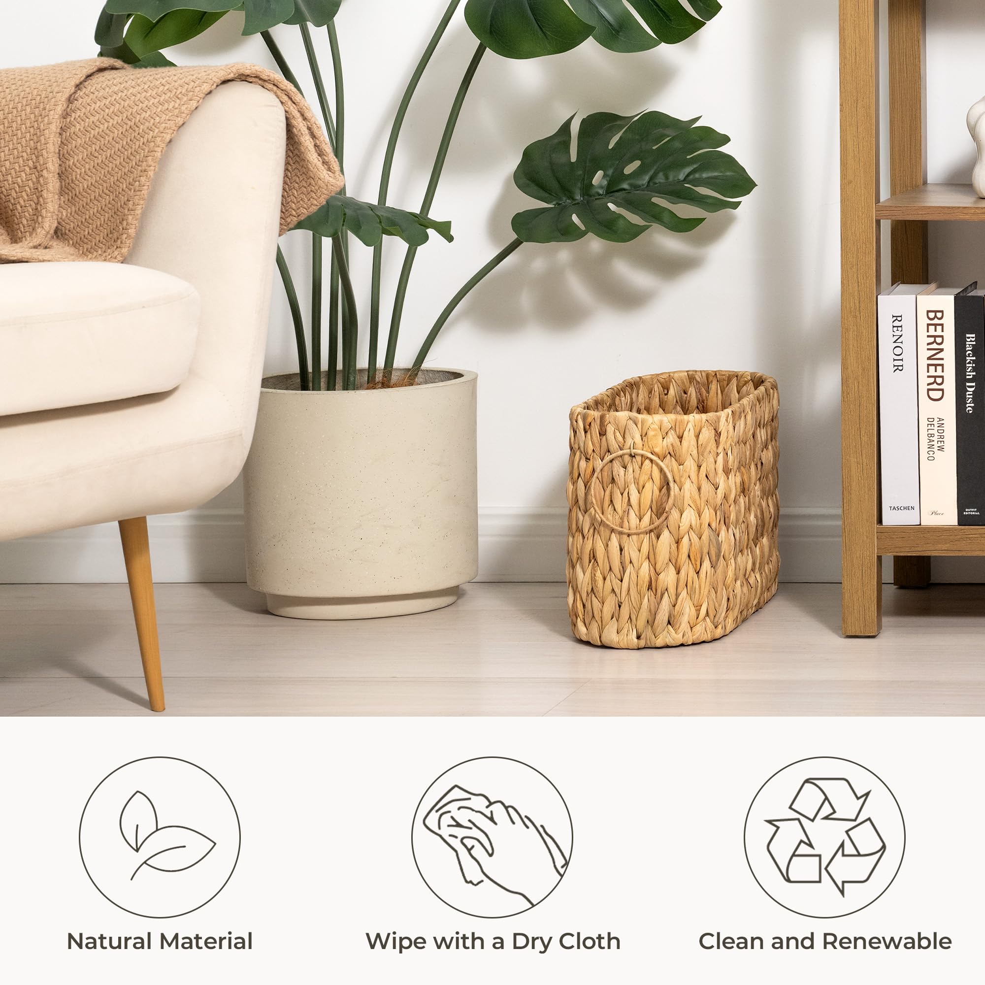 StorageWorks Toilet Paper Storage, Toilet Paper Storage Holder for 6 Regular Rolls, Wicker Basket for Bathroom, Natural Water Hy