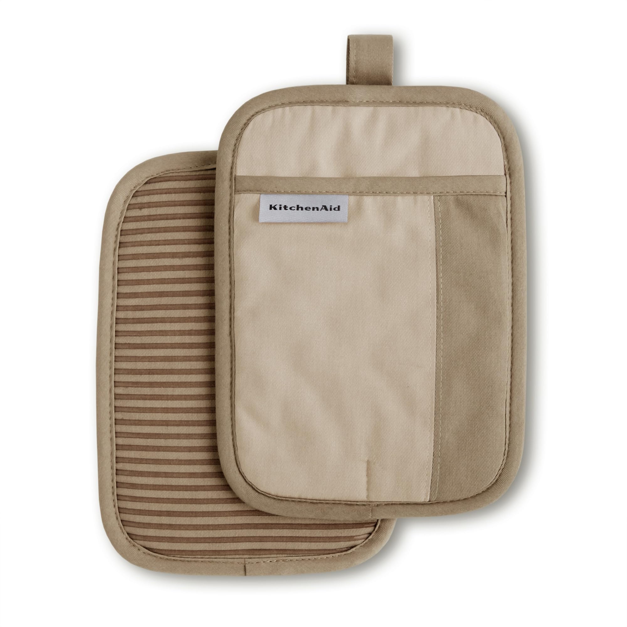 KitchenAid Beacon Two-Tone Non-Slip Pot Holder Set, Milkshake/Beige, 7x10, 2 Piece