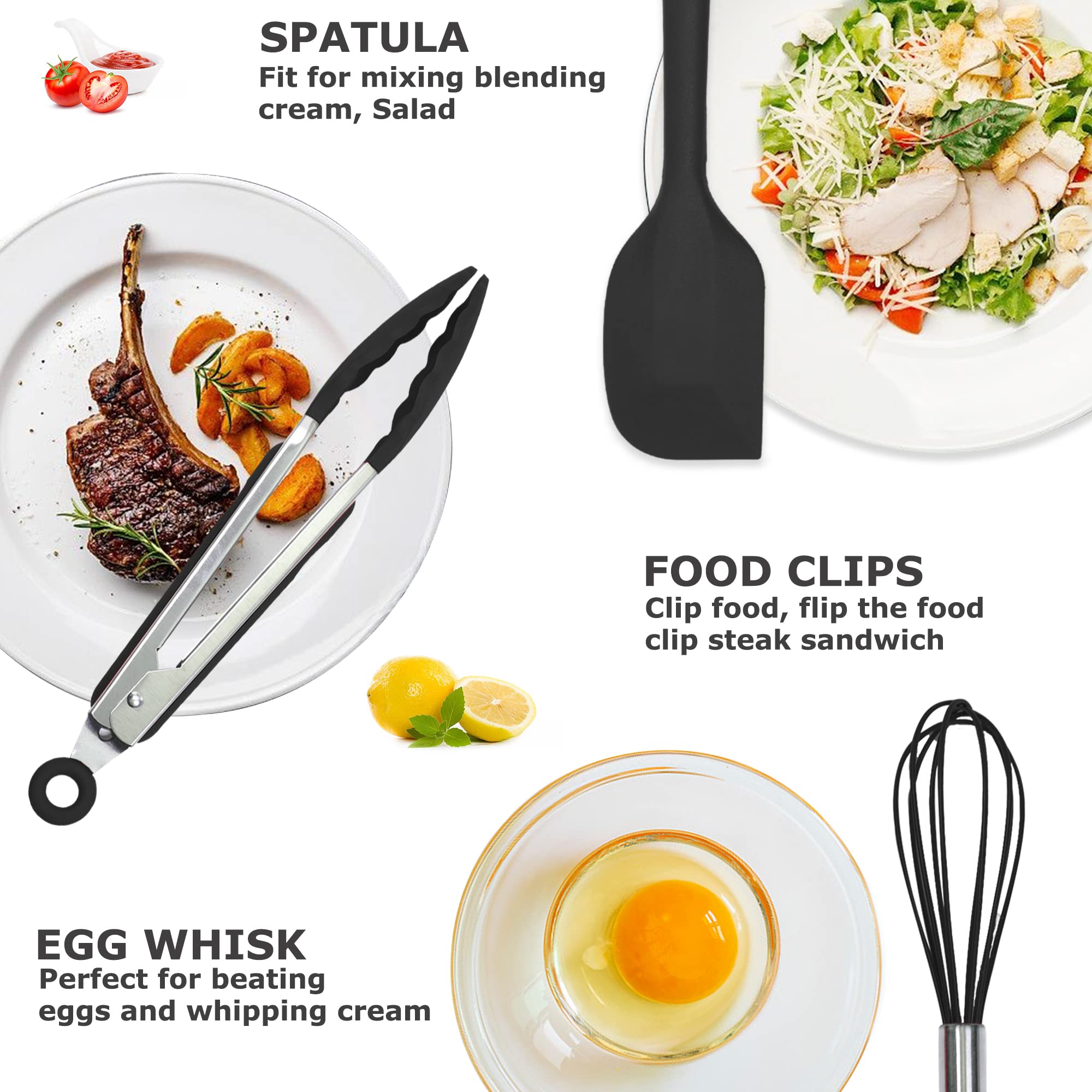Silicone Kitchen Cooking Utensils Set Kitchen Spatula Set With Holder,5 Pcs Heat Resistant Silicone Kitchen Utensils Gadgets Too