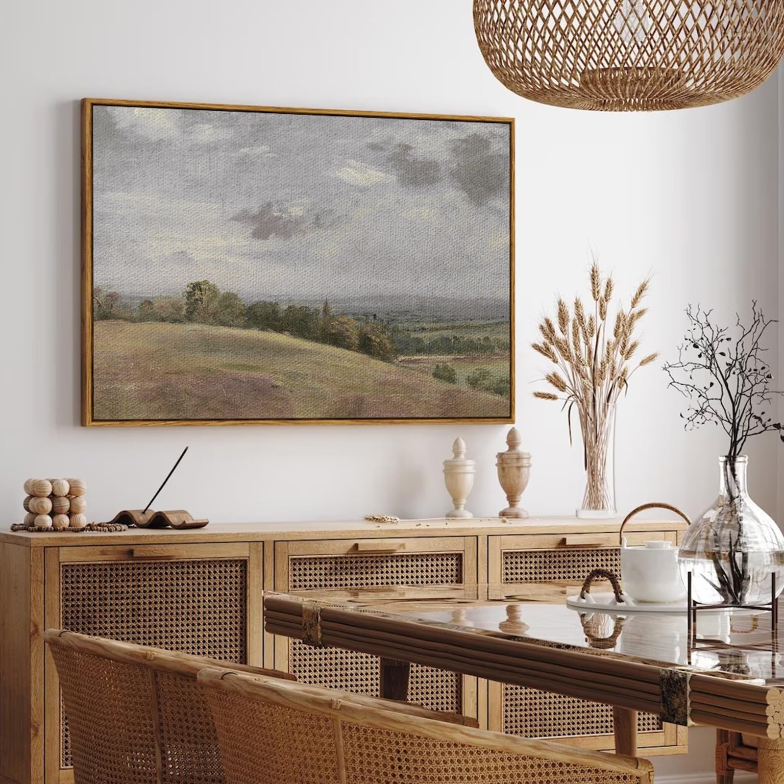 InSimSea Framed Landscape Canvas Wall Art | Wild Field Landscape Painting Prints Wall Decor | Modern Farmhouse Decor | Rustic Wall Decor for Living Room Bedroom | French Country Decor 24x36inch