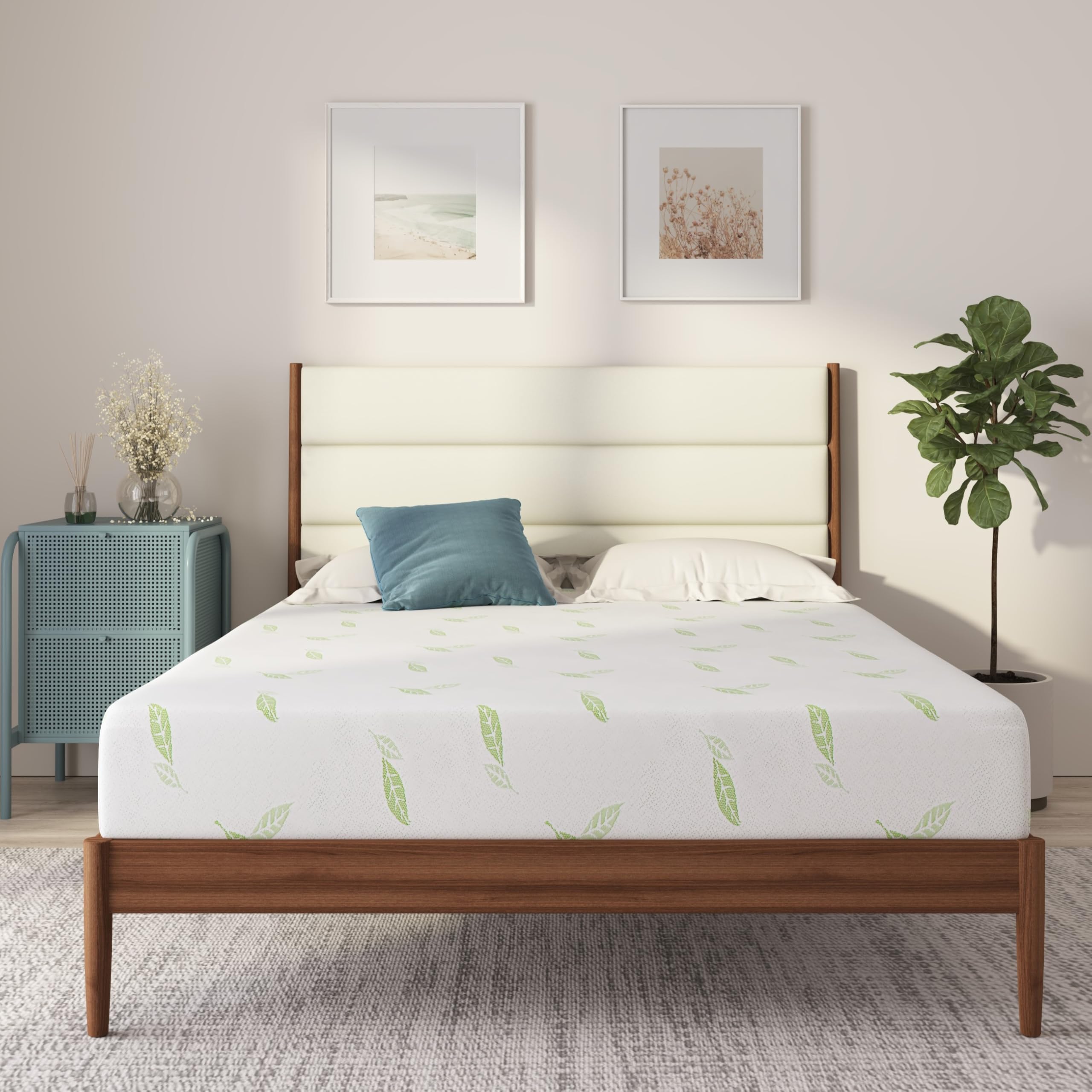Napqueen Full Size Mattress, 12 Inch Anula Green Tea Infused Memory Foam Mattress, Full Size Mattress Bed In A Box, Certipur-Us 