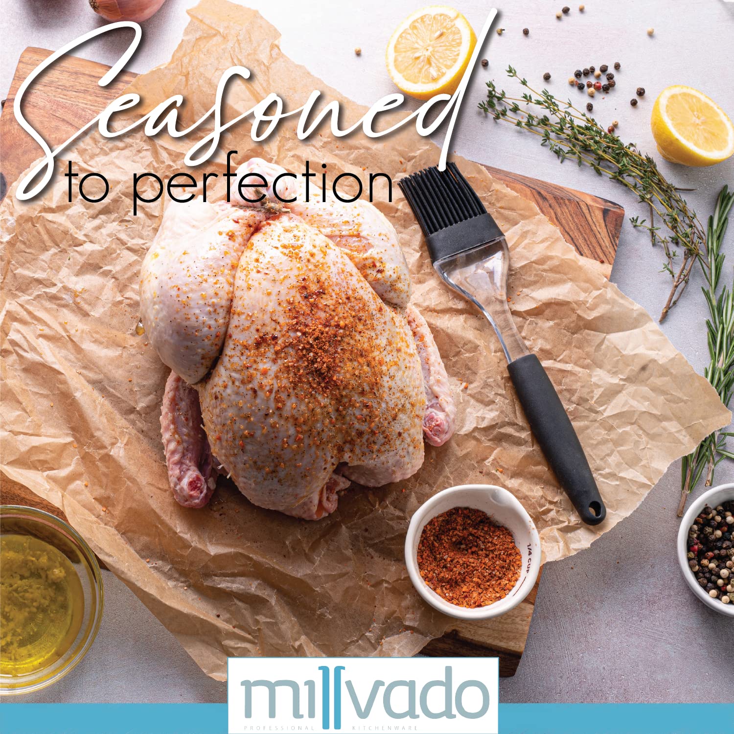 Millvado Silicone Basting Brush: Heat Resistant Cooking Brush For Oil And Sauce - Flexible Food Brush - Dishwasher Safe Basting