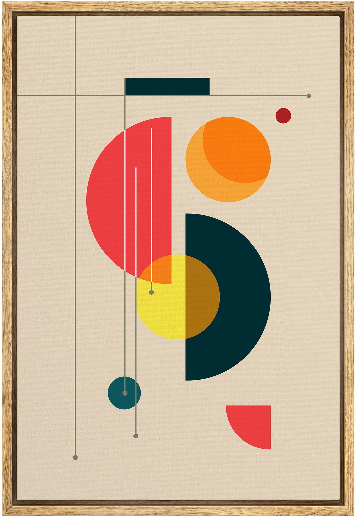 Signleader Framed Canvas Print Wall Art Semi Circle Midcentury Art Geometric Shapes Illustrations Modern Art Contemporary Fun Mu