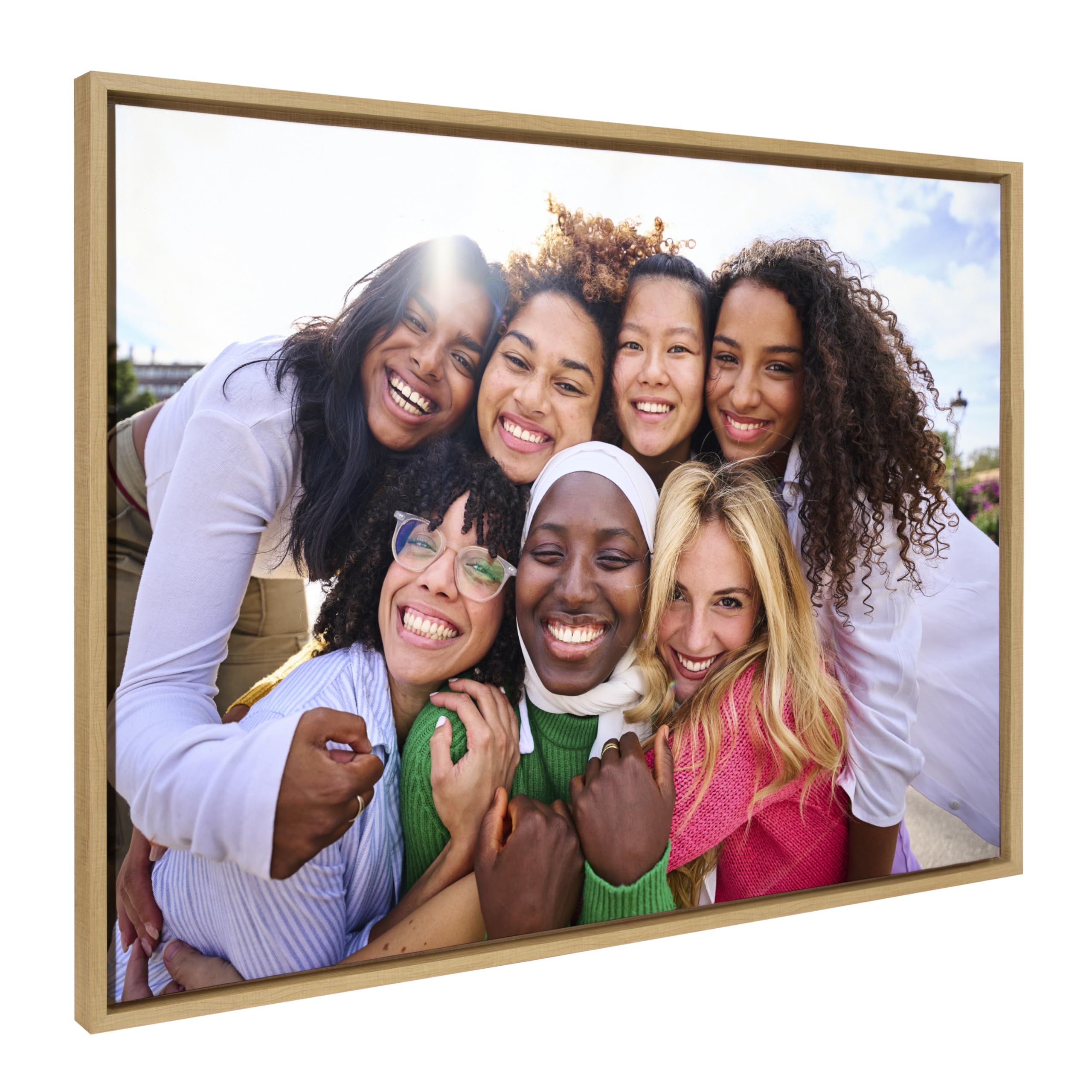 Kate And Laurel Sylvie Custom Printed Framed Canvas Wall Art, 38X28 Natural, Personal Canvas Print With Your Photos For Bedroom