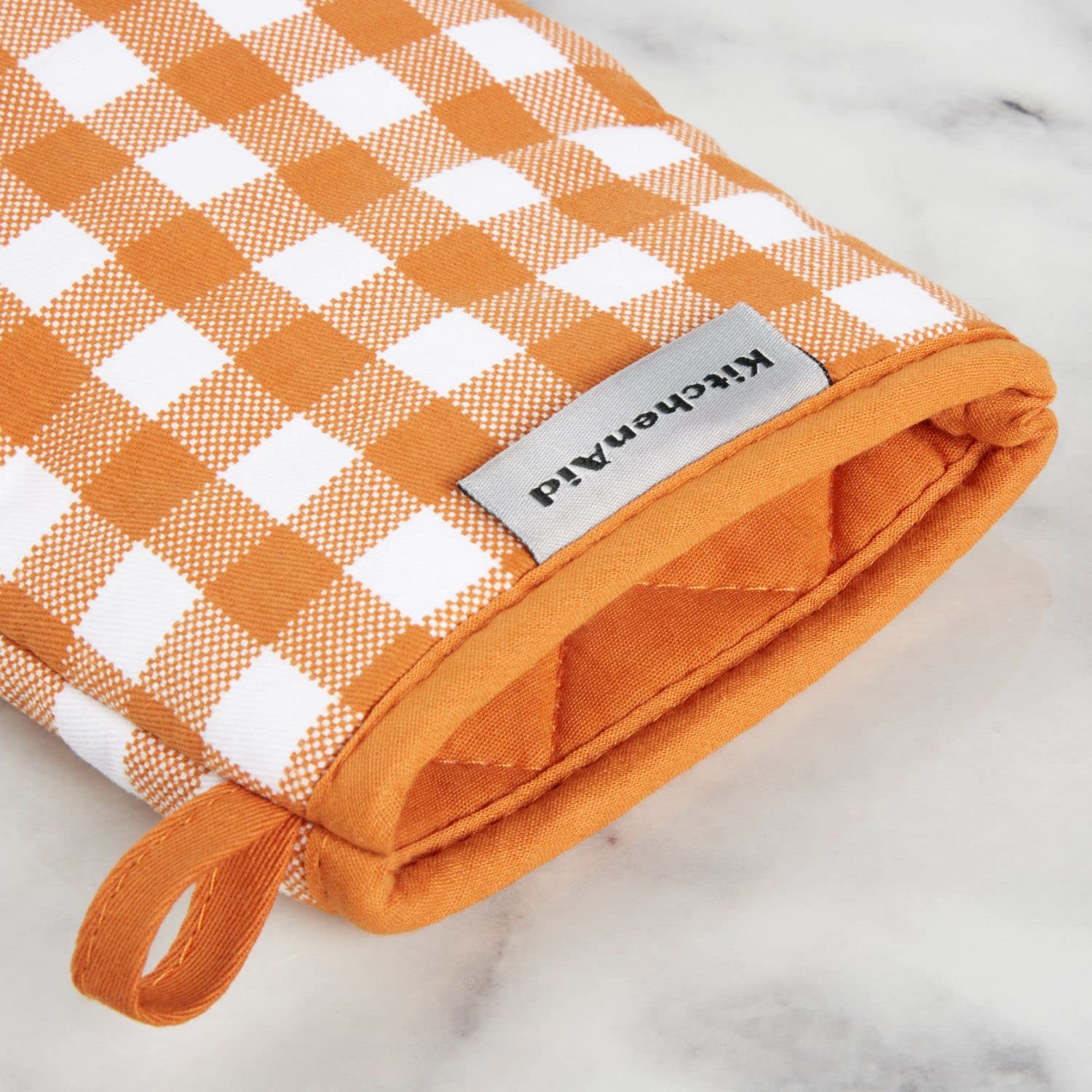 Kitchenaid Gingham Mini Oven Mitt 2-Pack Set, Honey, 5.5''X8''