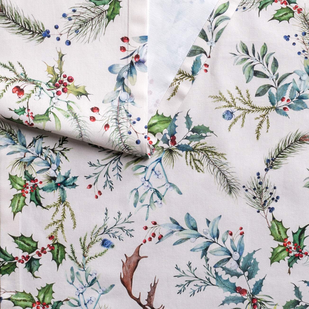 Maison d' Hermine Cotton Table Runner, 14.50"x108", Holly Time, Decorative for Home, Wedding, Thanksgiving, Christmas