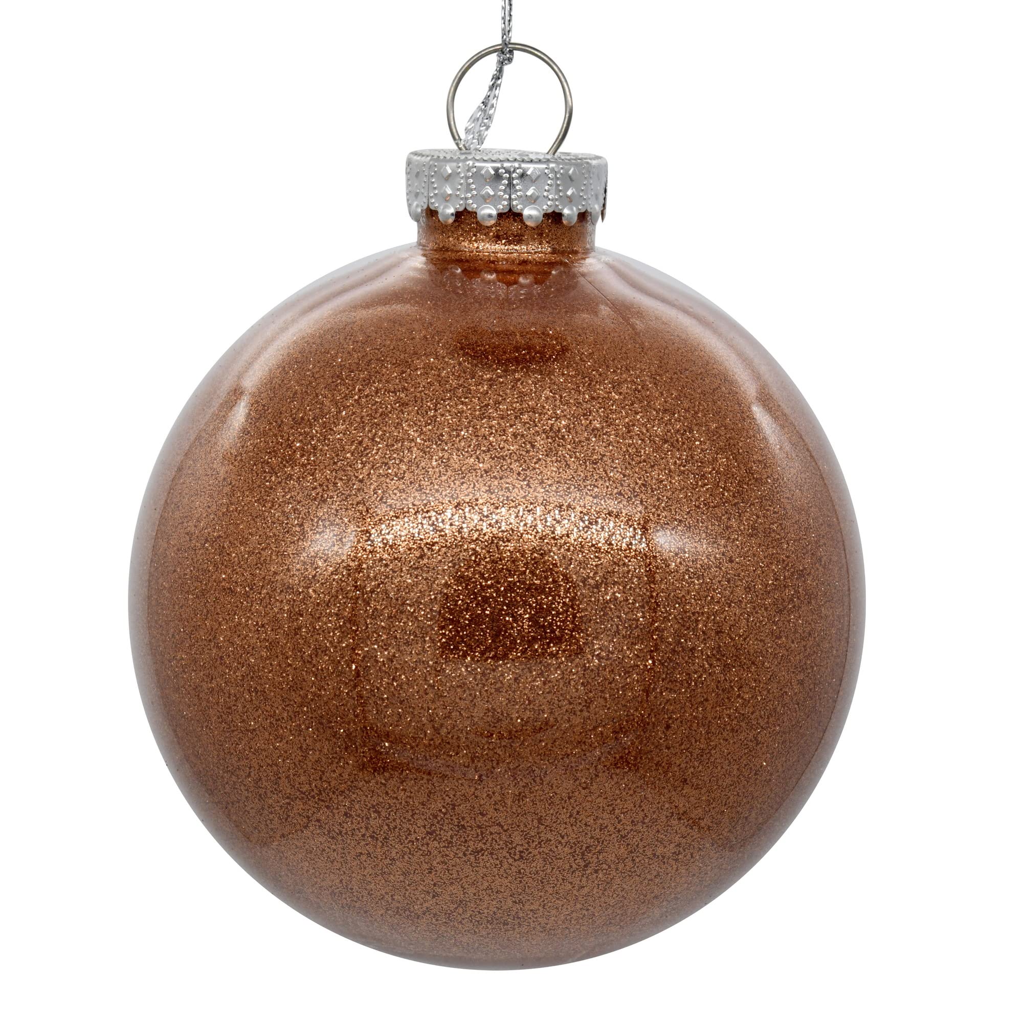 Vickerman 3 Clear Ball Christmas Ornament with Rose Gold Glitter Interior.