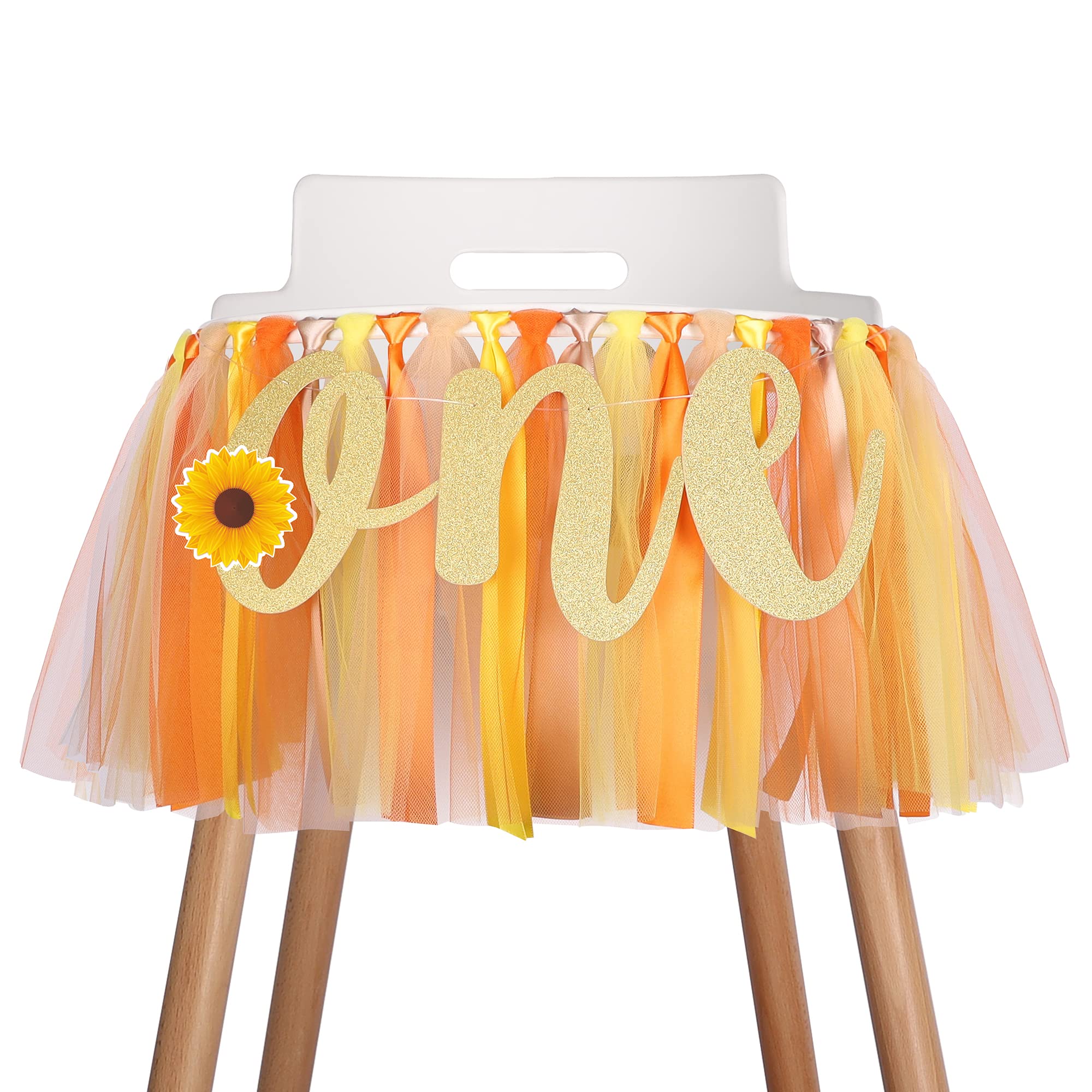 Sunflower Highchair Banner Decoration For Baby - Party Theme Pull Flag, High Chair Fabric Garland, 1St First Birthday Banner, Ph
