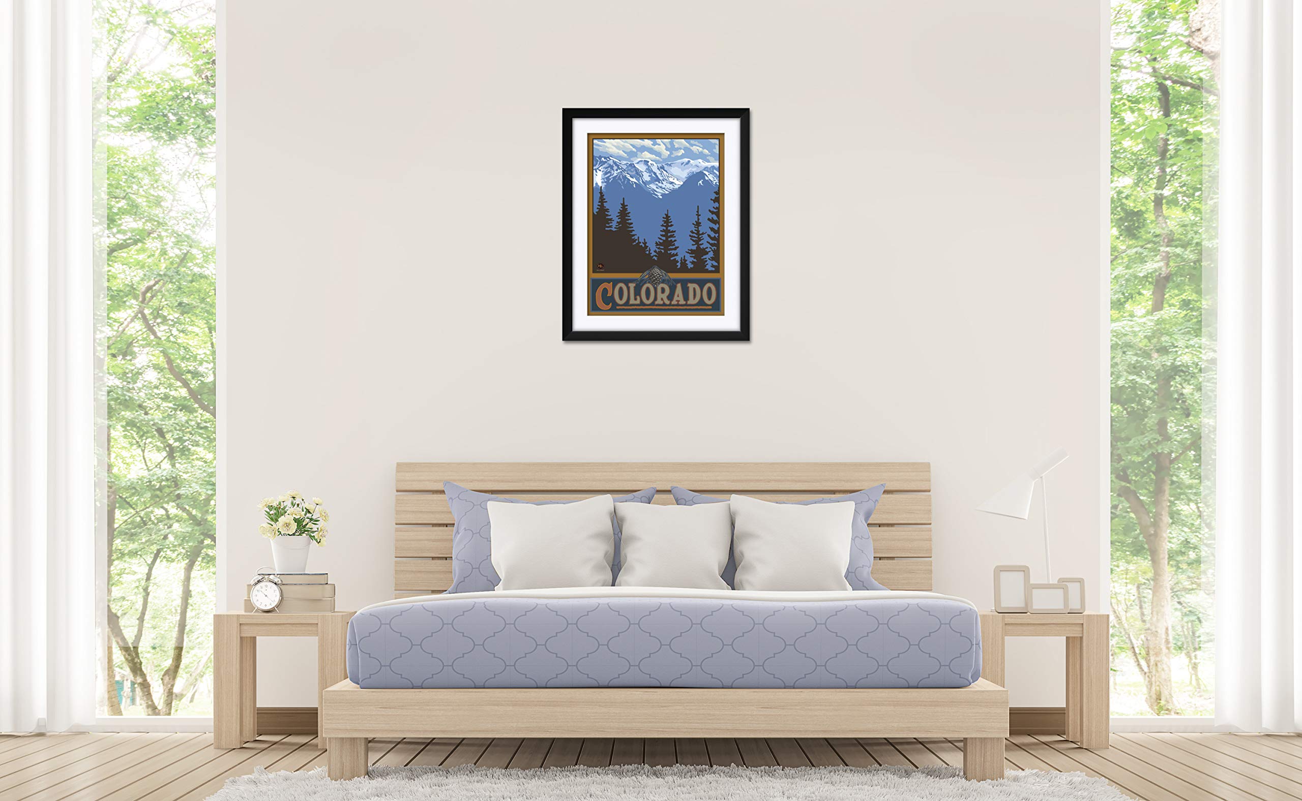Colorado Snowy Mountain Ridges Professionally Framed & Matted Art Print From Travel Artwork By Artist Paul A. Lanquist Framed Ar