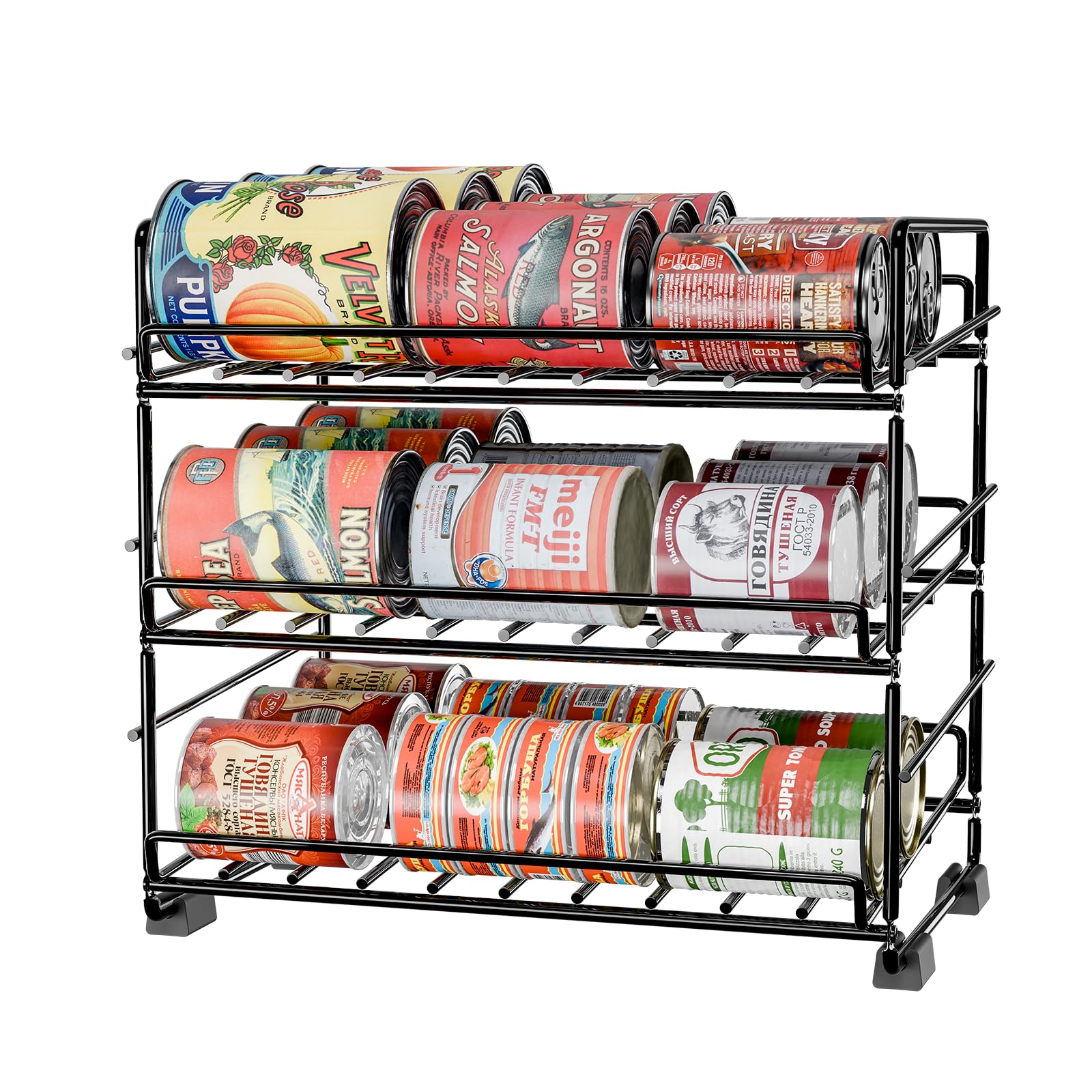 Sufauy 3 Tier Can Rack Organizer For Pantry, All Metal Small Soup Can Storage Holds Up To 36 Food Cans For Kitchen Cabinet, Blac