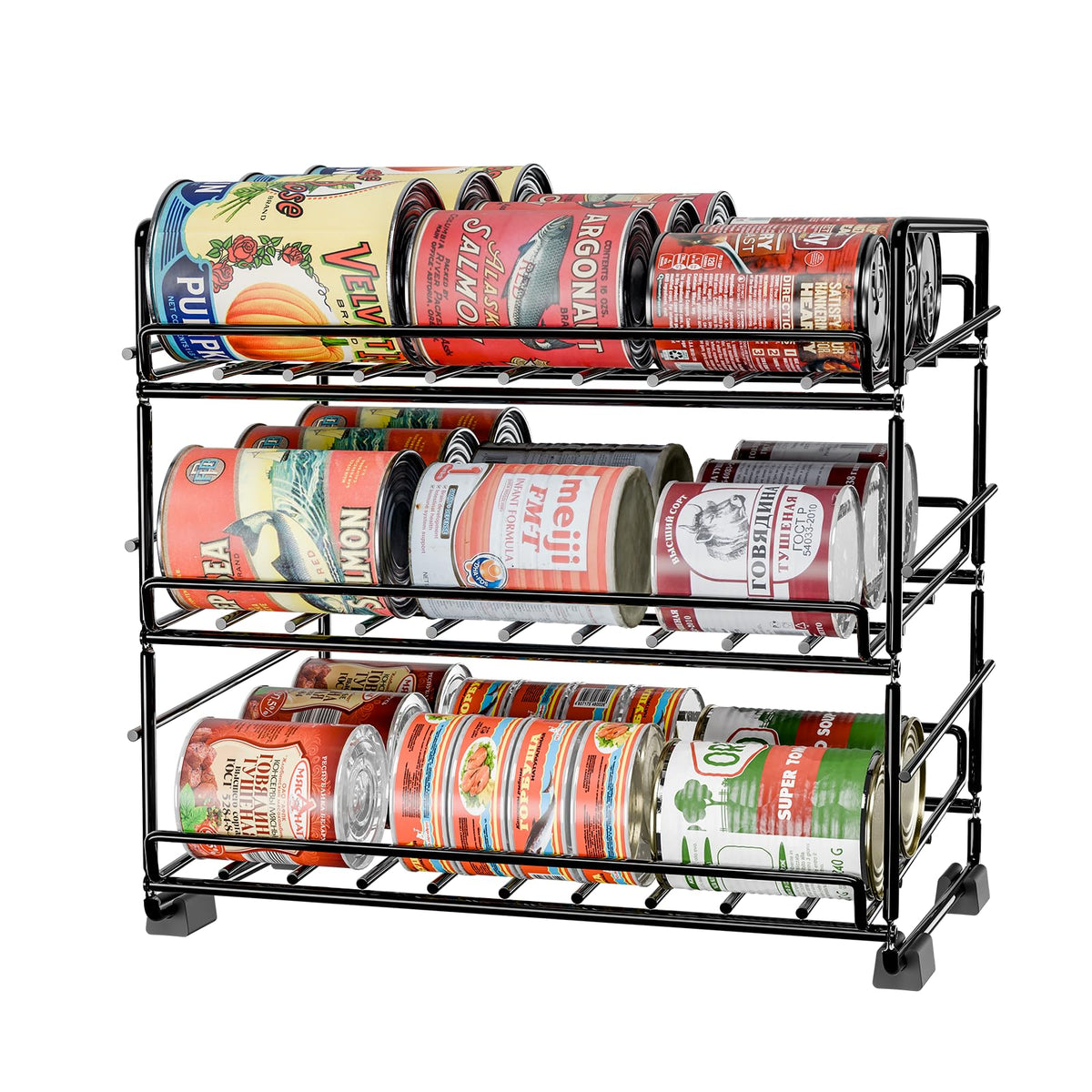 Sufauy 3 Tier Can Rack Organizer For Pantry, All Metal Small Soup Can Storage Holds Up To 36 Food Cans For Kitchen Cabinet, Blac