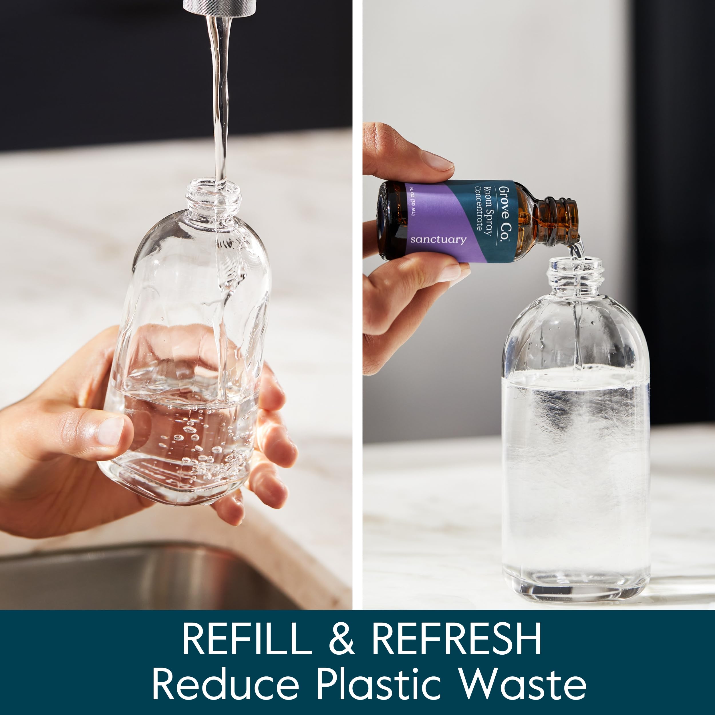 Grove Co. Spray Bottle Set (2 Pack) Refillable 8 Oz Glass Spray Bottles For Room Spray Concentrates, Made Of Lead-Free, Partiall