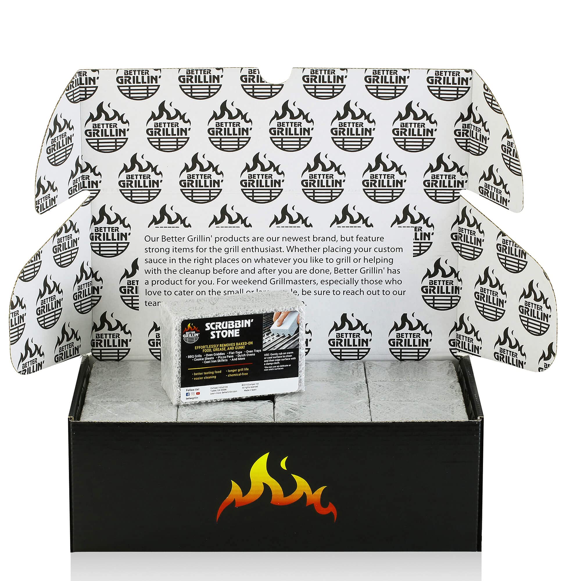 Better Grillin Scrubbin Stone Grill Cleaner-Scouring Brick/Barbecue Grill Brush/Barbecue Cleaner for BBQ, Griddle, 12pk