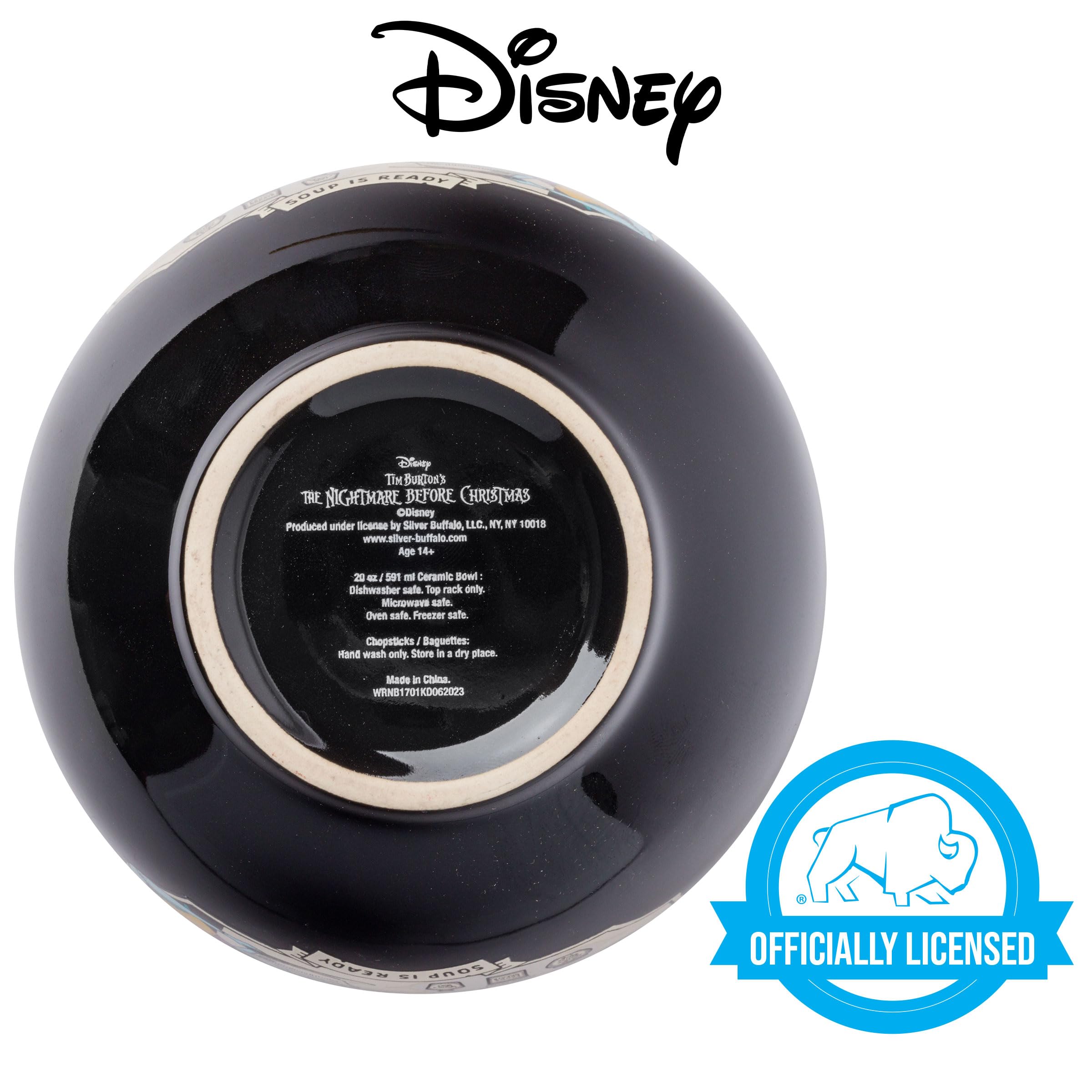 Silver Buffalo Disney Nightmare Before Christmas Sally'S Sleepy Time Soup Ceramic Ramen Noodle Rice Bowl With Chopsticks, Microw