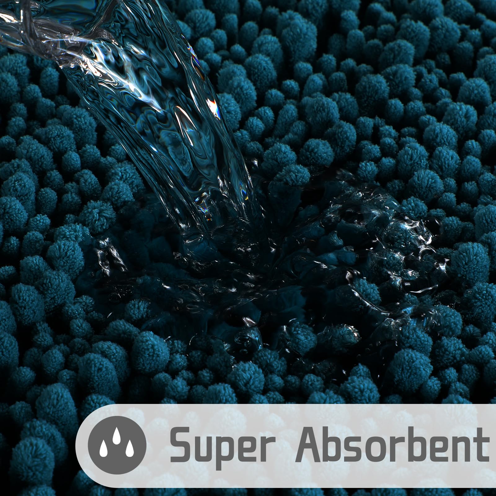 Yimobra Luxury Bathroom Rug Mat 24x17  Extra Soft & Absorbent Bath Rugs  Non-Slip Plush Shaggy Bath Carpet  Machine Wash Dry  Bath Mats for Bathroom Floor  Tub and Shower  Peacock Blue