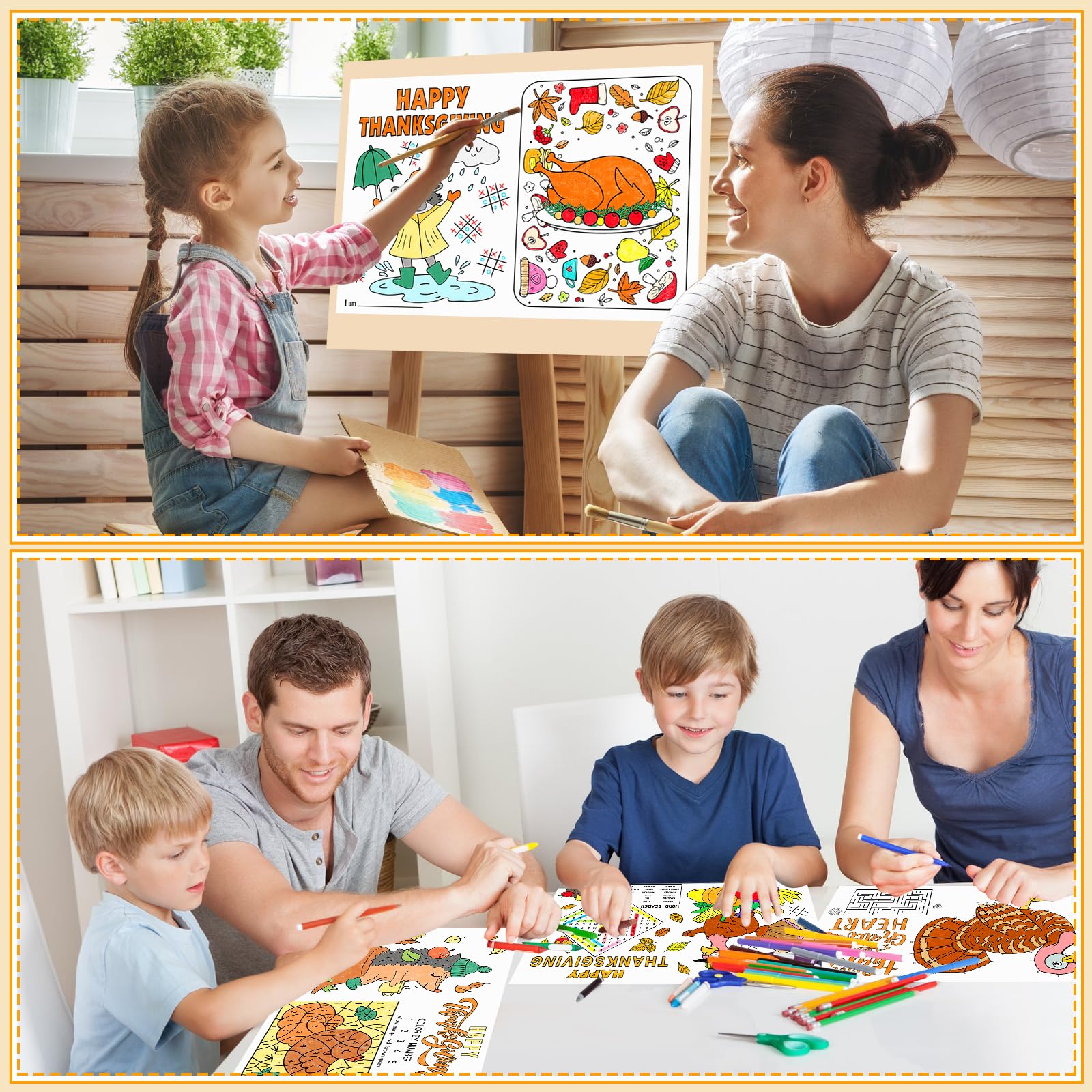 Whatsign Thanksgiving Placemats For Kids 12 Sheets Thanksgiving Coloring Paper Placemats Fall Thanksgiving Paper Table Mat For T