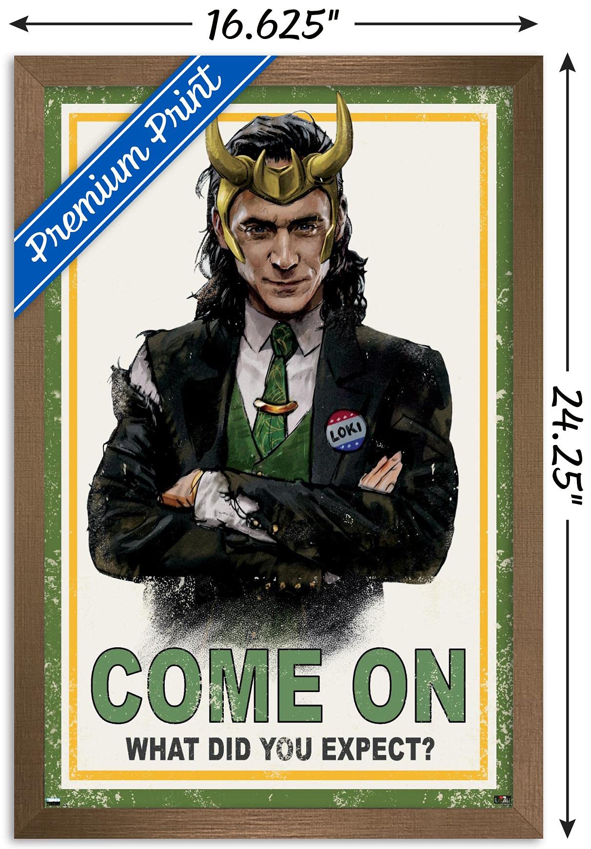 Trends International Marvel Loki-What Did You Expect Wall Poster, 14.725'' X 22.375'', Bronze Framed Version