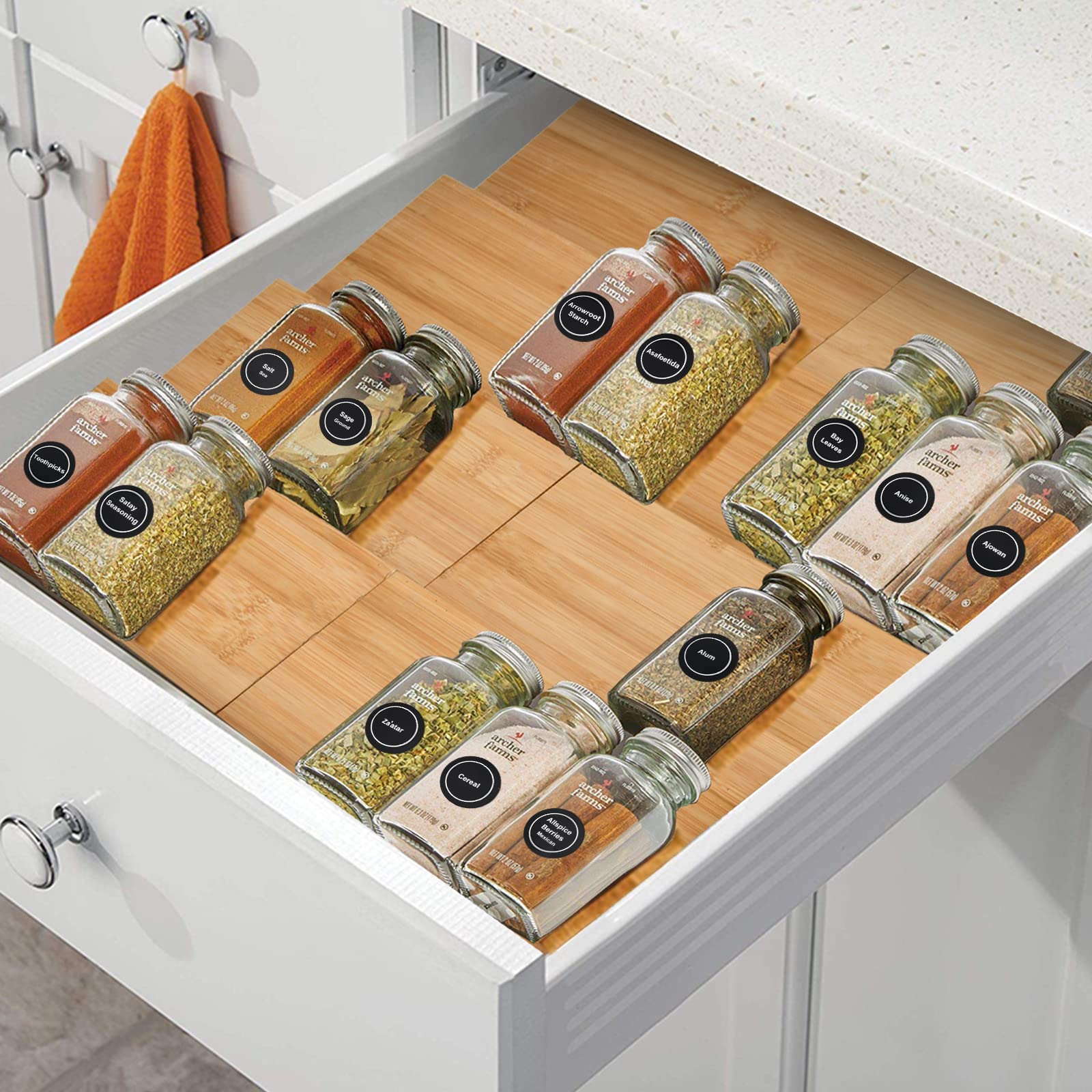 Matiko Bamboo Spice Rack Organizer For Kitchen Countertop & Drawer  Sturdy Wood Shelf Seasoning Rack | 8 Tier Expandable From 6