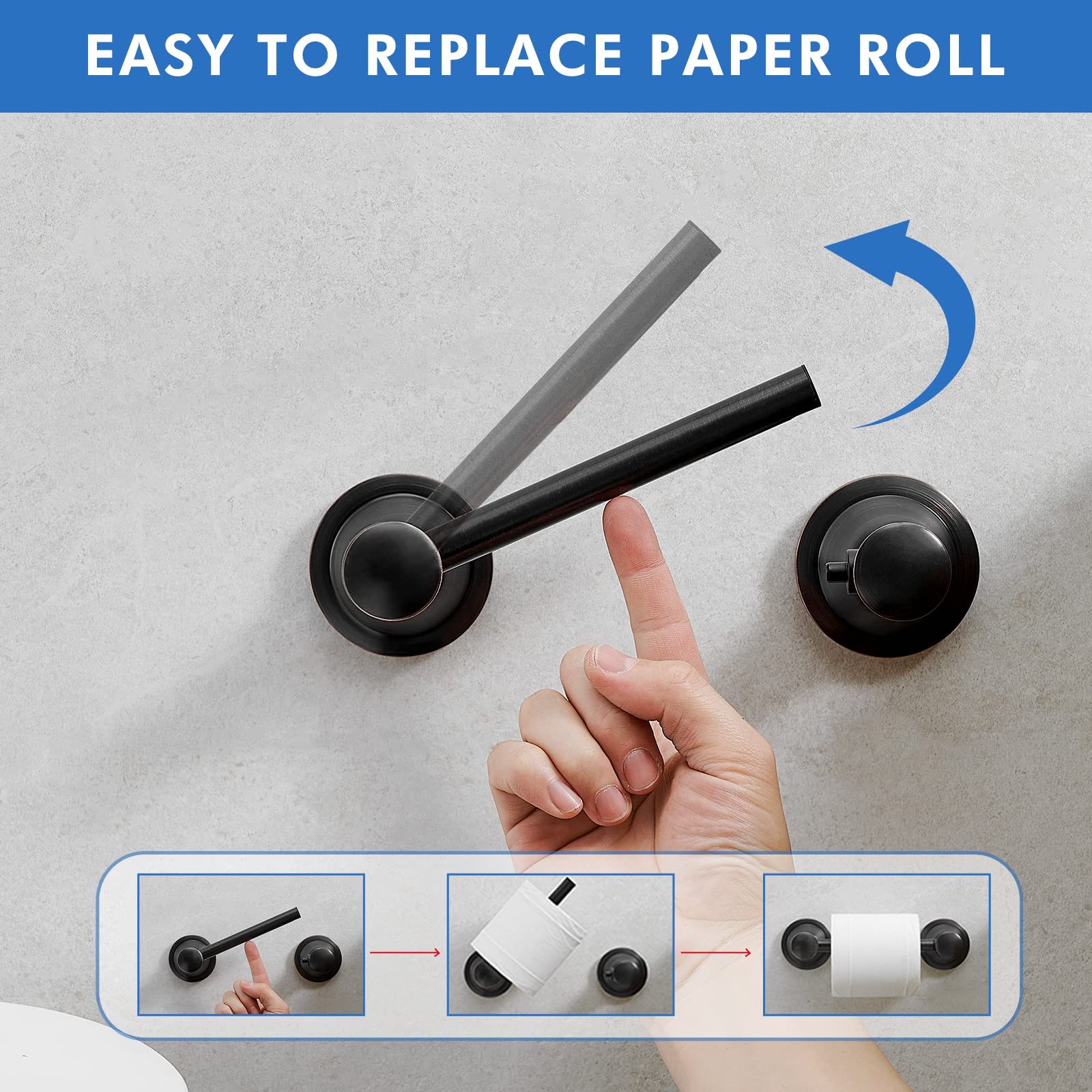 Rumose Toilet Paper Roll Holder Bathroom Flexible Pivoting Tissue Handle On Wall Mounted Oil Rubbed Bronze Rustproof Toilet Tiss