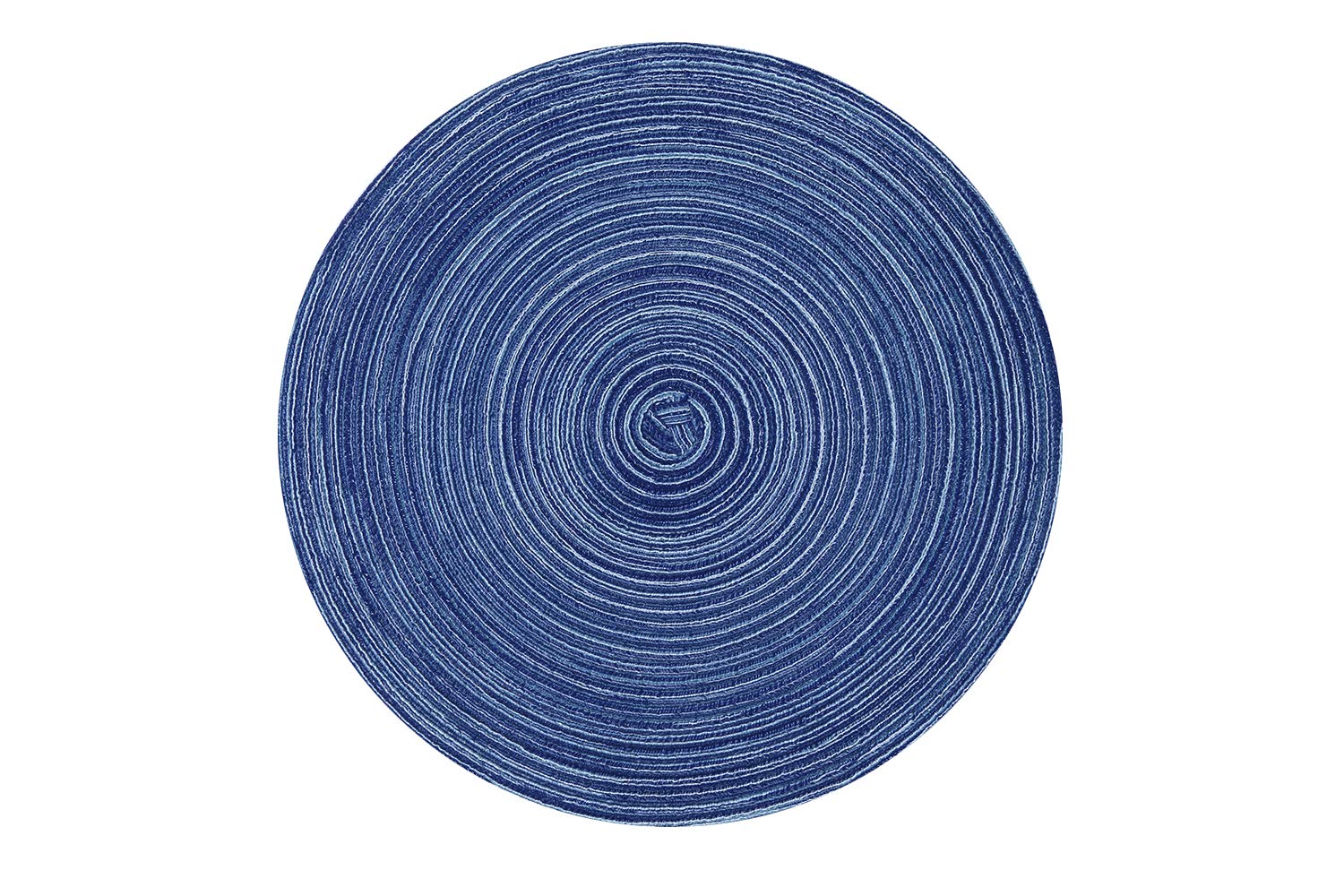 Topotdor 14 Inch Round Placemats Heat-Resistant Stain Resistant Anti-Skid Washable Polyproplene Table Mats Placemats (Blue, Set