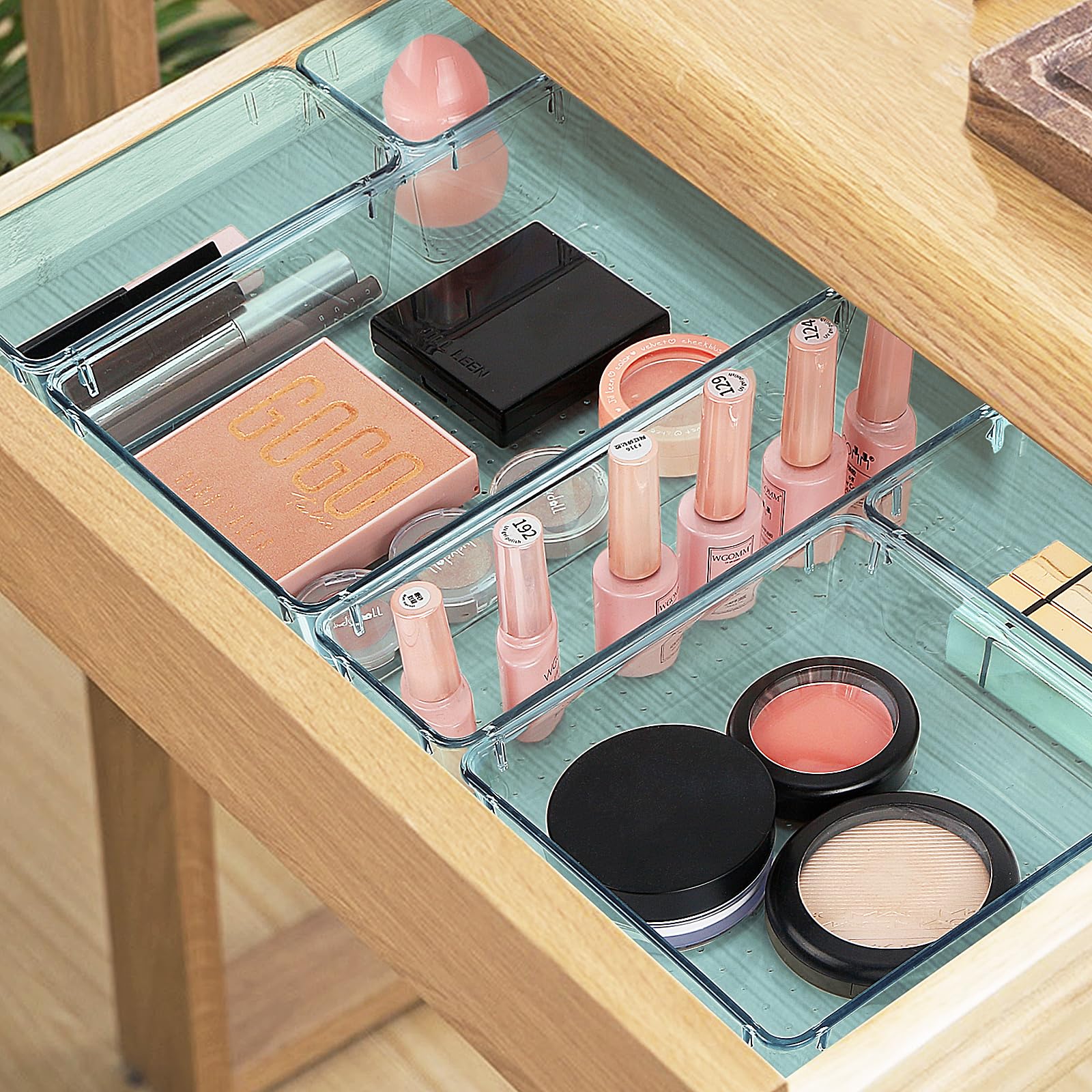 StorMiracle 25 PCS Drawer Organizer Set, 4 Varied Size Bathroom and kitchen Drawer cabinet organizer Trays, Clear Storage Bins f