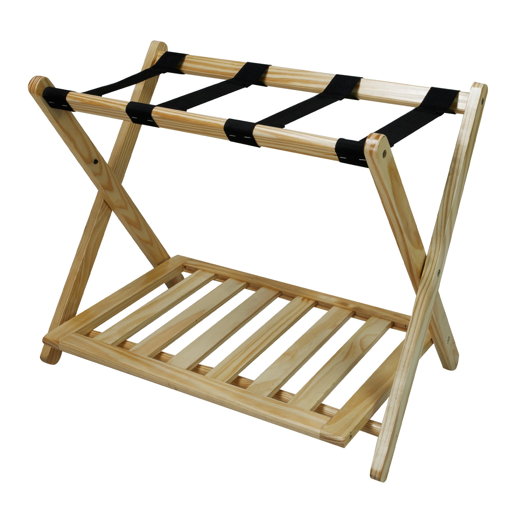 Casual Home Luggage Rack With Shelf, Natural