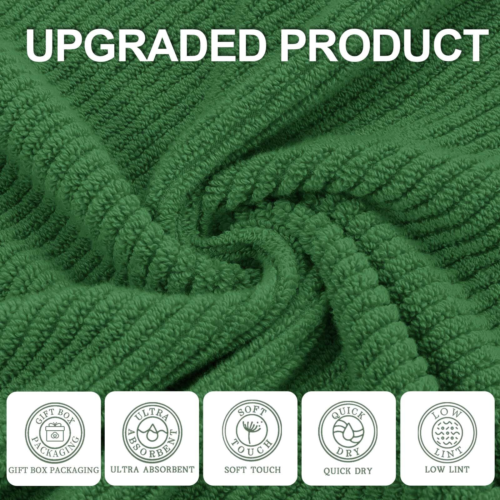 Green Towels, 6 Piece Towels Set - Cotton | Quick Dry | Thick | Lightweight | Soft, 2 Large Bath Towels 30''X56'', 2 Hand Towels