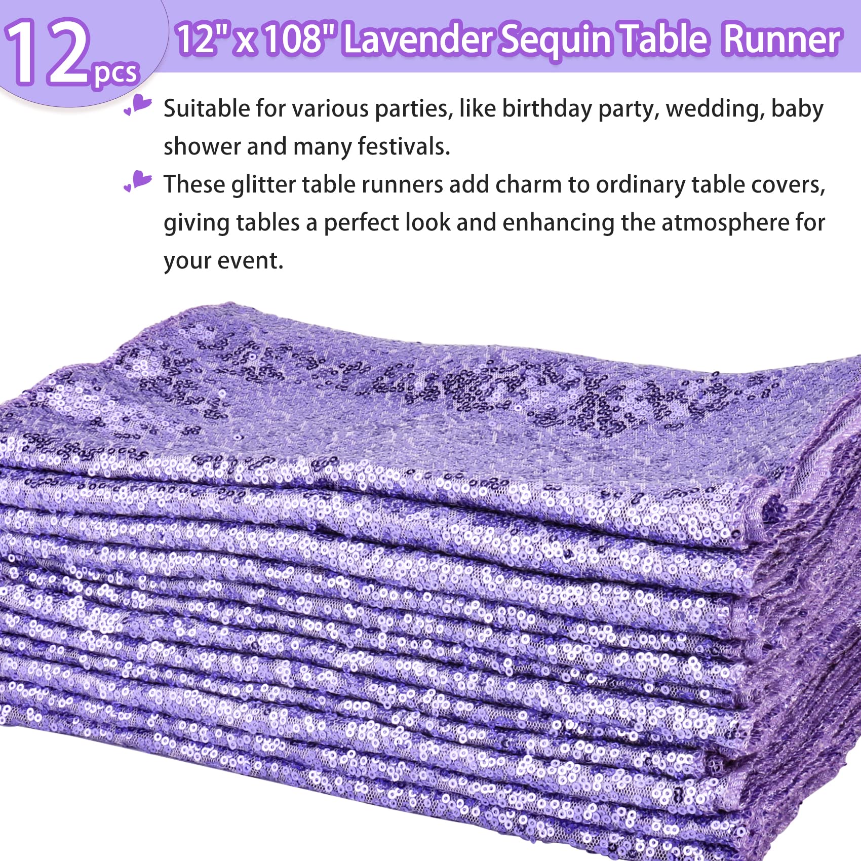 12 Packs Sequin Table Runner Glitter Dining Table Runner For Birthday Wedding Engagement Bridal Baby Shower Bachelorette Holiday