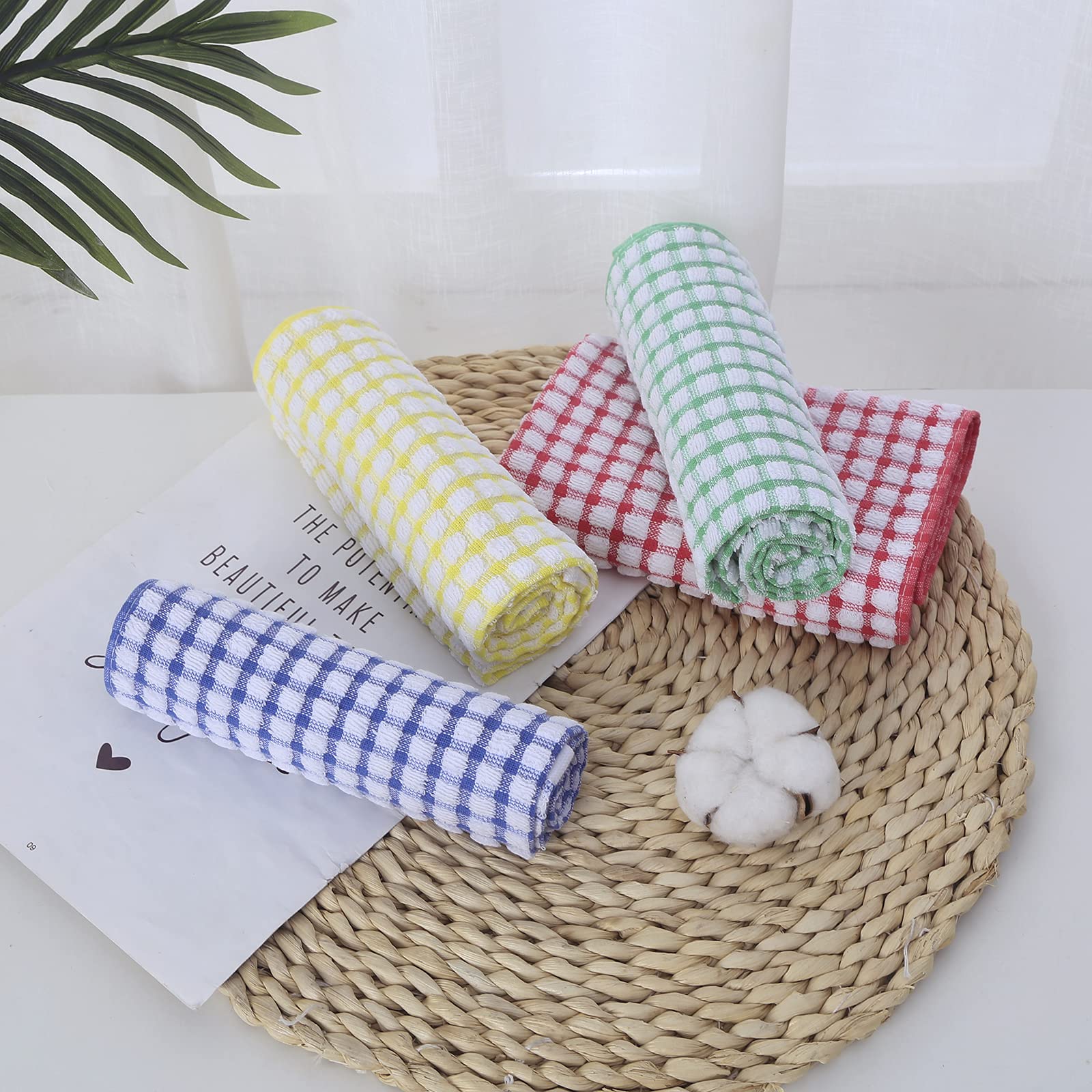 Oeleky Dish Towels For Kitchen 15X26 Inches, Pack Of 8 Cotton Kitchen Towels For Drying Dishes, Absorbent Bar Mop Towels (Multi,