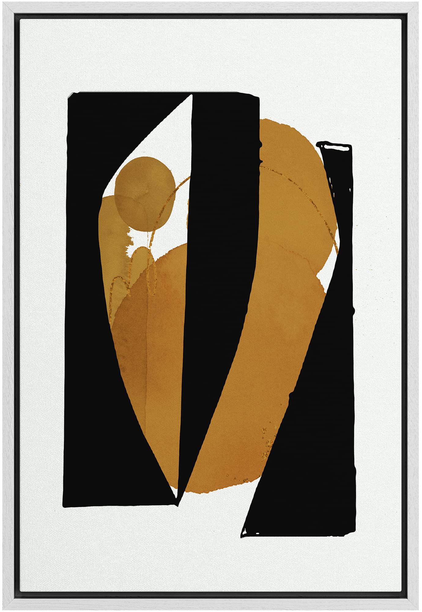 Signford Framed Canvas Print Wall Art Mid-Century Black Brown Color Blocks Abstract Shapes Illustrations Modern Art Decorative B