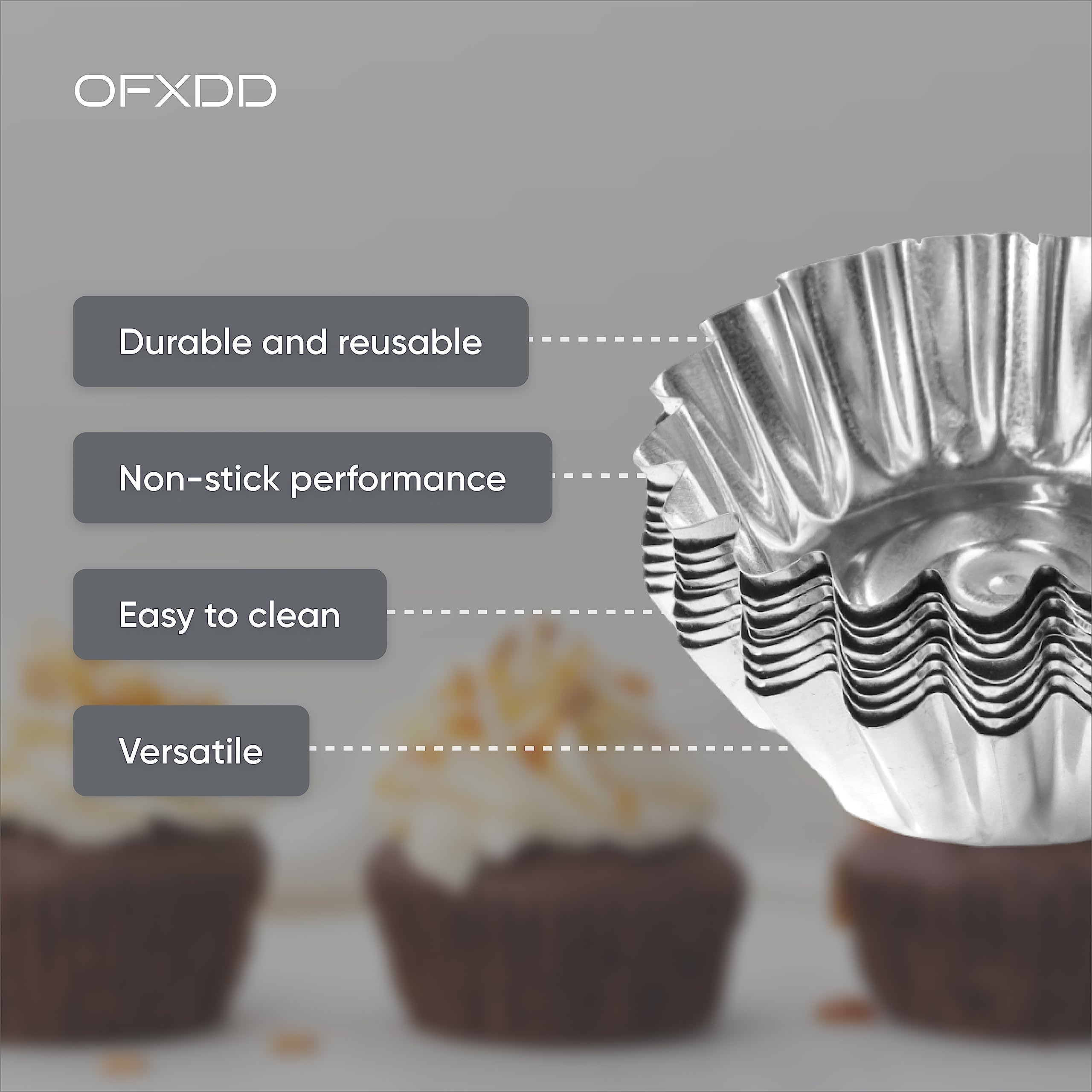 Ofxdd Muffin Cups For Kitchen Baking 2.36 Inch - Metal Egg Tart Molds For Baking, 30 Pcs - Reusable Mini Tart Tins And Cupcake