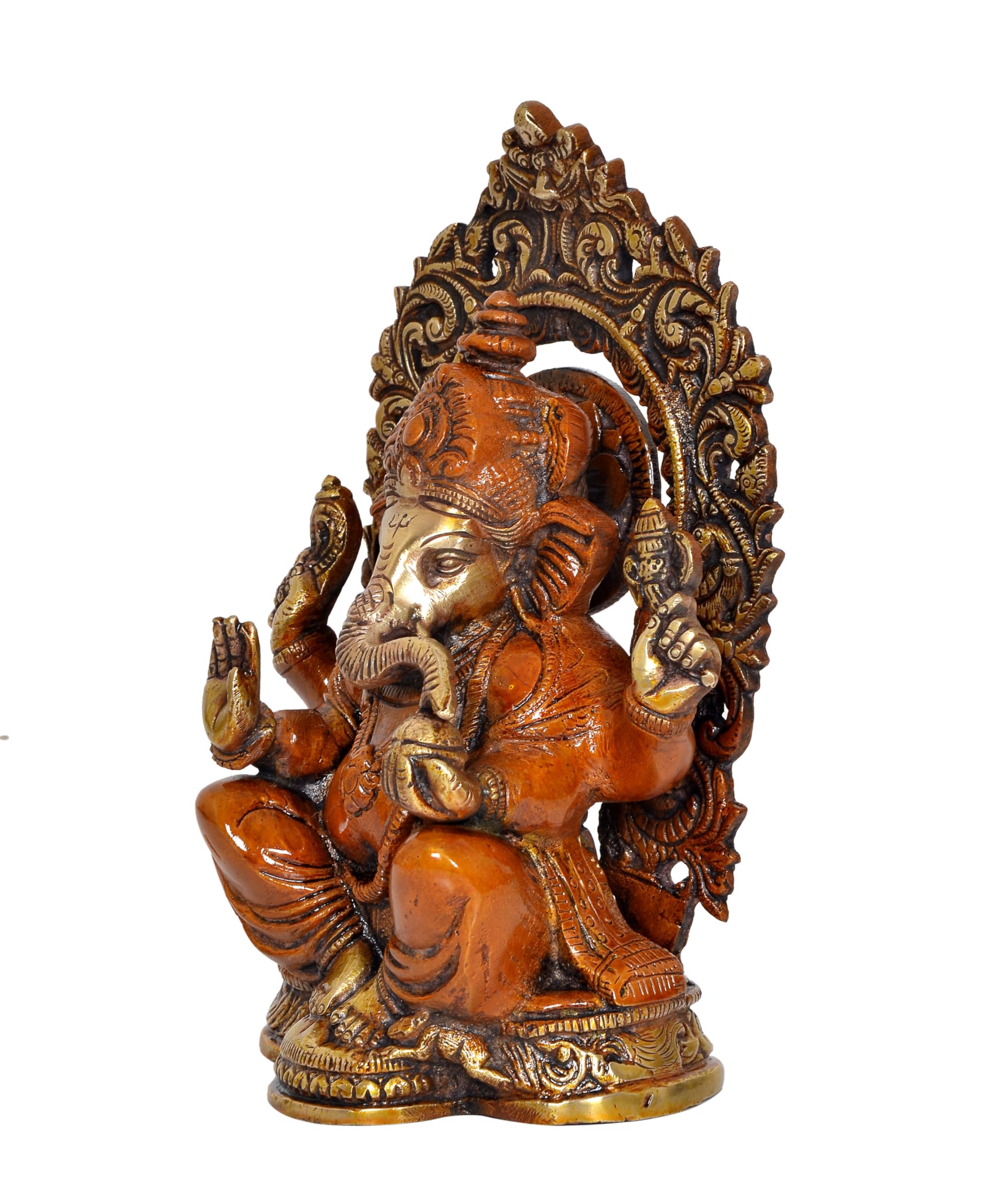 Dattatreya Brass Lord Ganesha Idol Ganesh Statue Sculpture For Home Decor Office Mandir Pooja Decorative Showpiece (Height 8 Inc