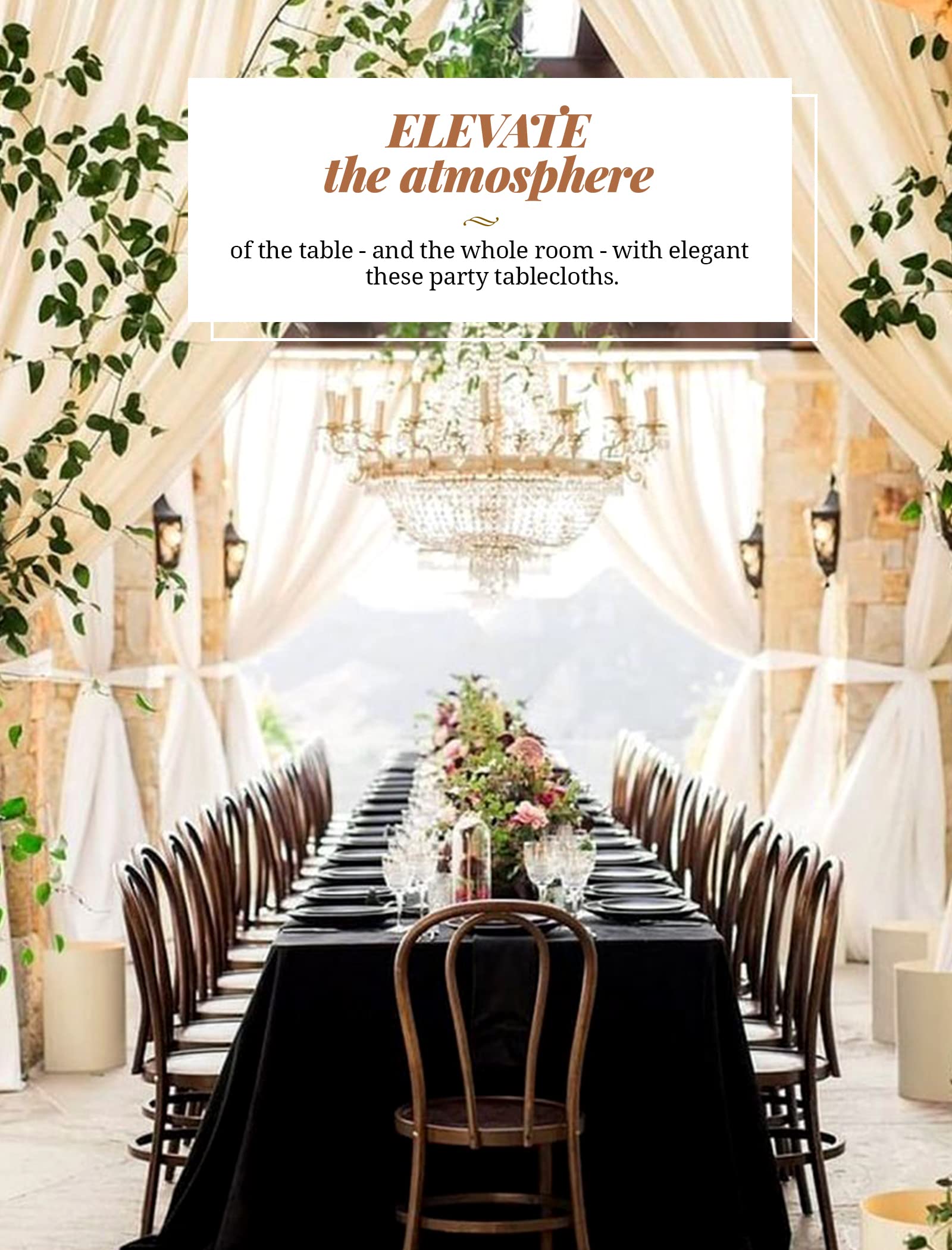 Pesonlook 6Pack Black Polyester Tablecloths 60 X 126 Inch For 8Ft Rectangle Tables Polyester Table Cover Stain And Wrinkle Resis