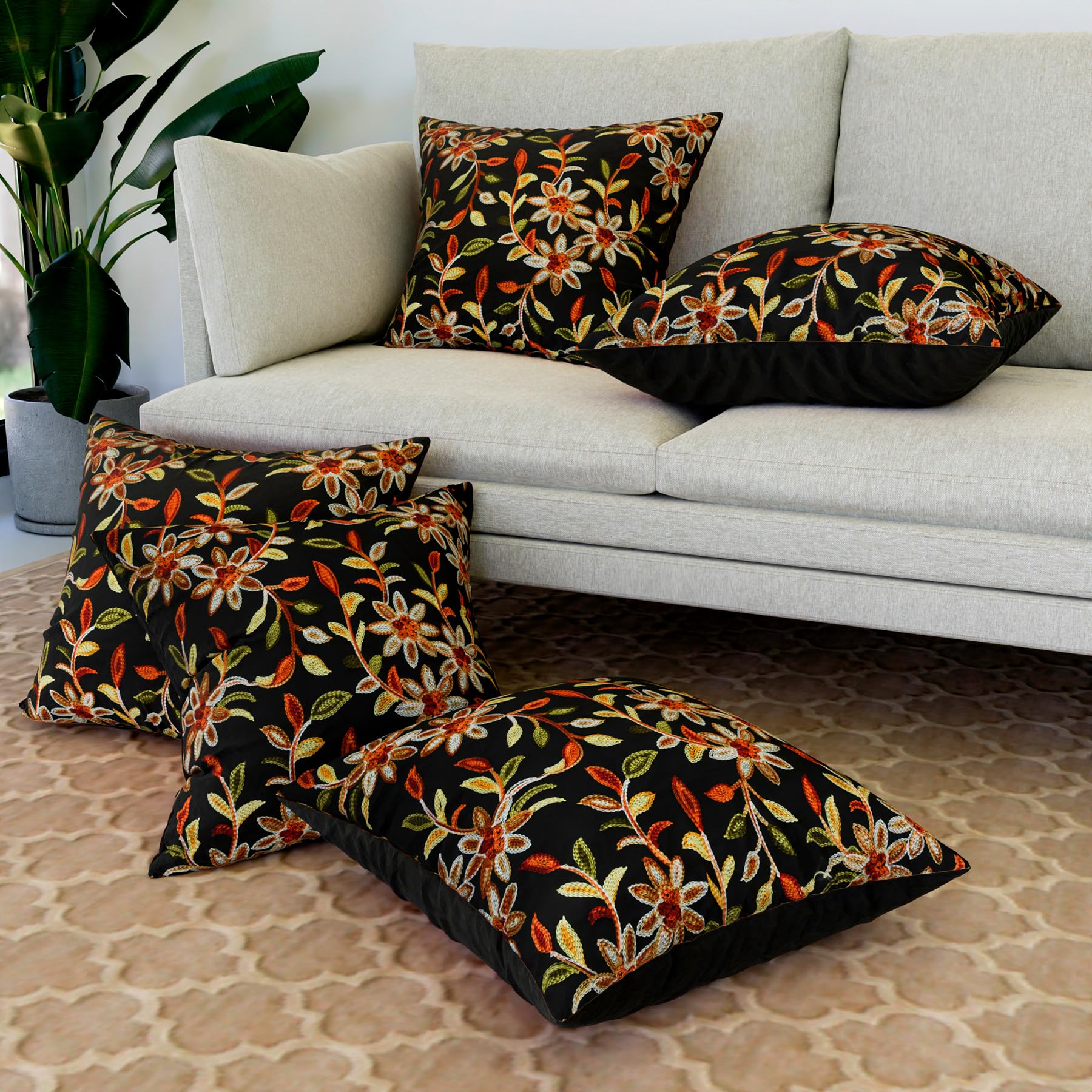 Kuber Industries Cushion Cover | Pillow Covers For Sofa | Throw Cushion Cover | Polyester Cushion Covers | Embroidery Cushion Co