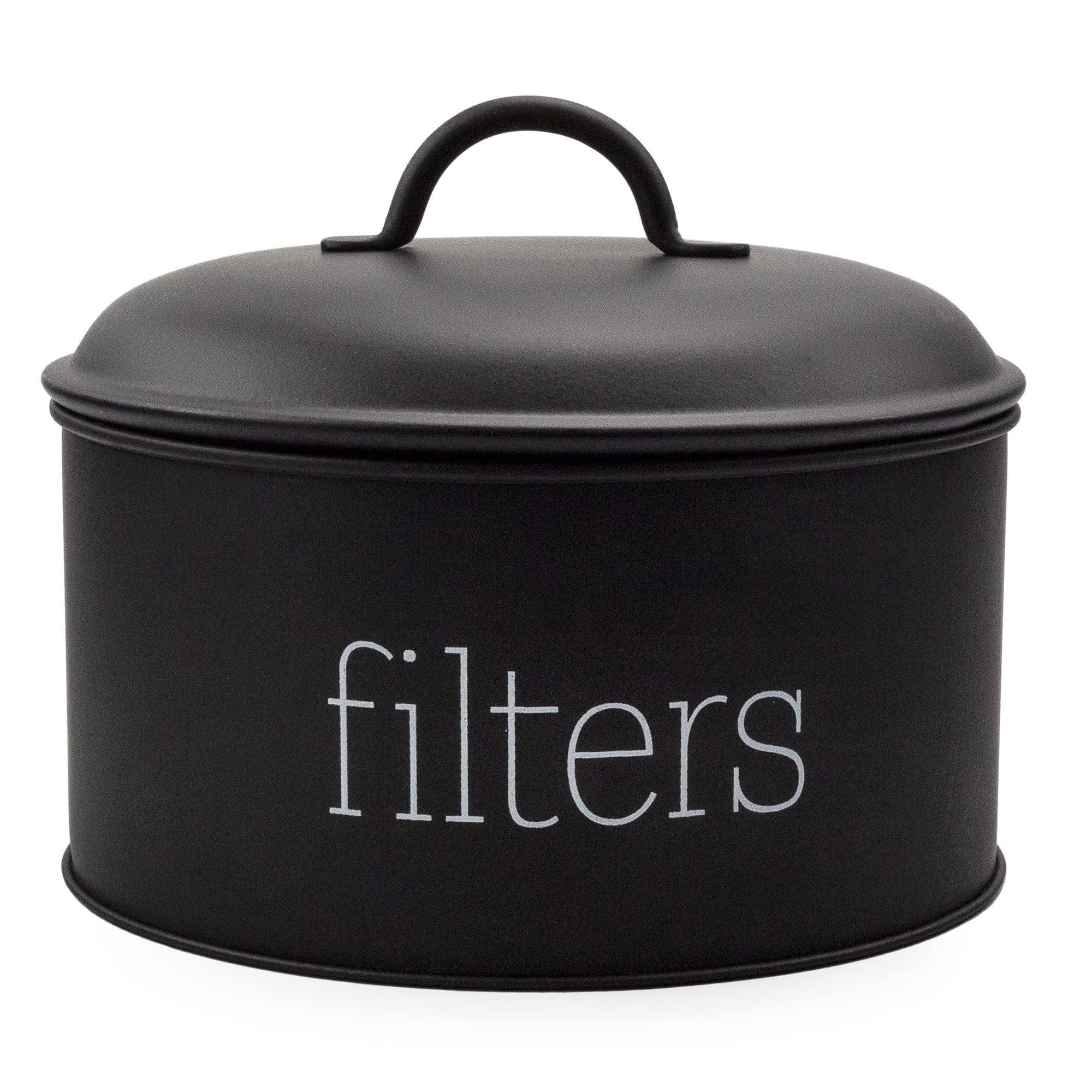 Auldhome Basket Coffee Filter Holder (Black), Enamel Filter Storage Container In Modern Farmhouse Enamelware Design