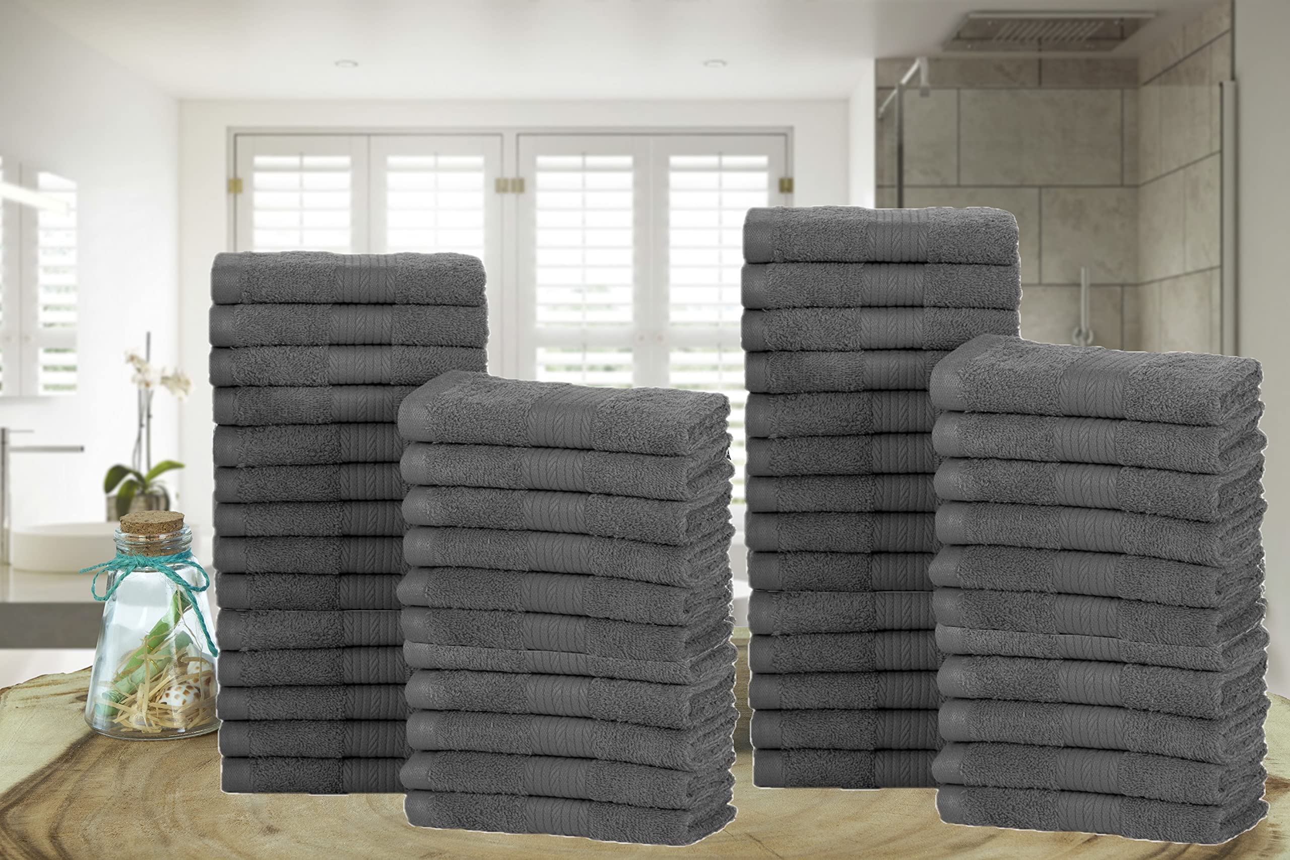 Ample Decor Wash Cloths Pack Of 50 12 X 12 Inch 100% Cotton 600 Gsm, Oeko Tex Certified Soft Absorbent, Machine Washable Face To