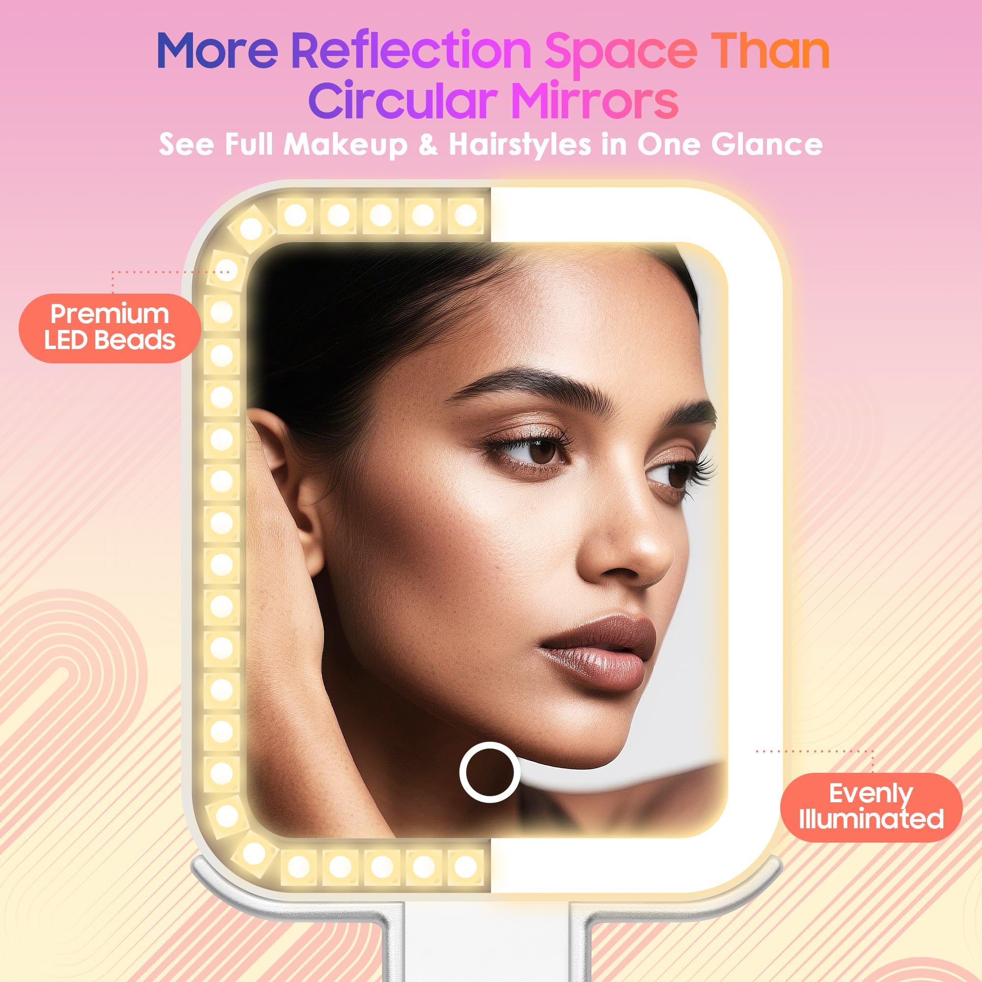 Gomipuru Magnifying Travel Mirror With Light, 30X/1X Double-Sided Magnifying Mirror With 3 Color Lights, Brightness Adjustable,