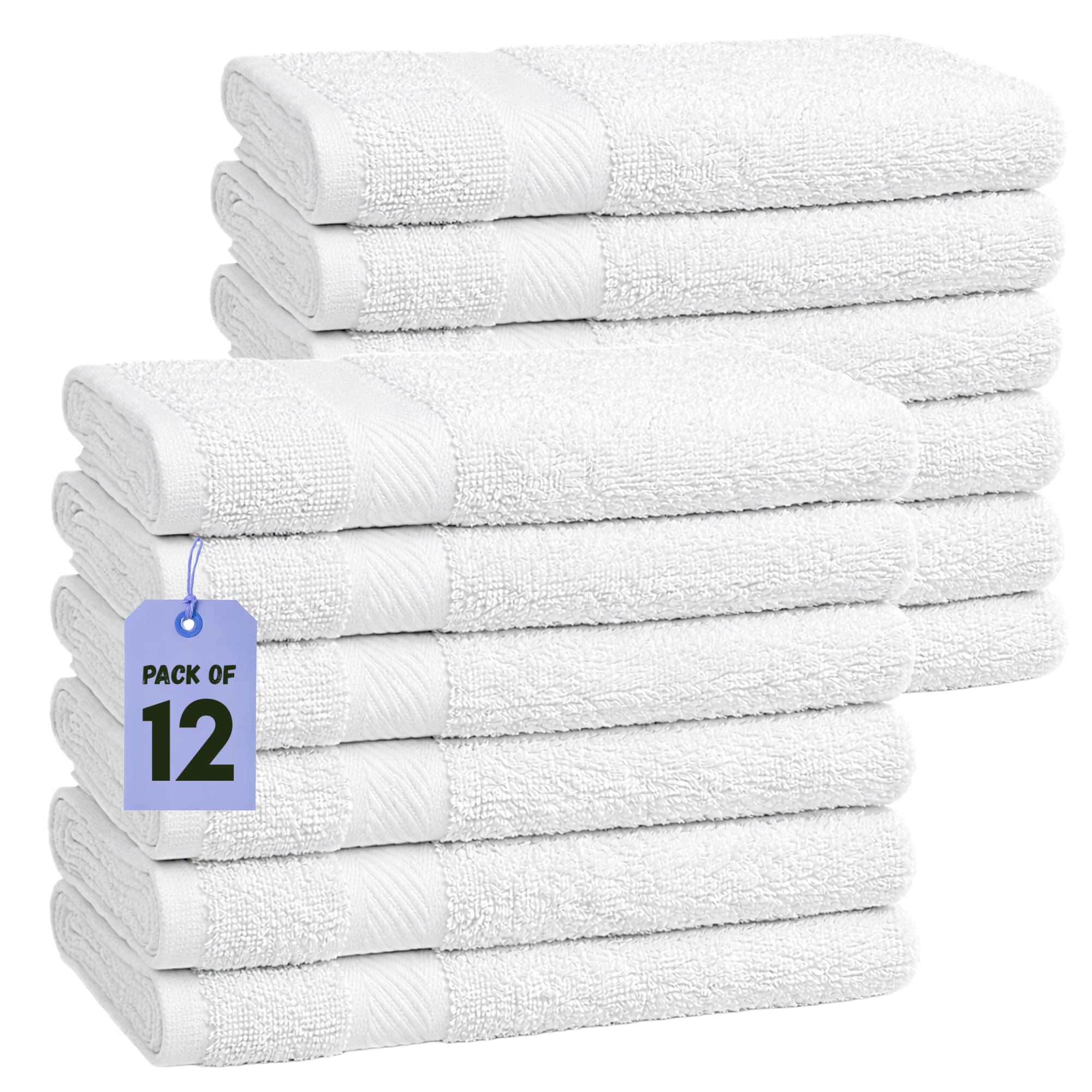 Pearl Linens 100% Cotton Bath Towel Set Of 12 For Bathroom, Small Bath Towels 22 X 44 In, Bulk Bath Towels Pack For Home, Hotel,