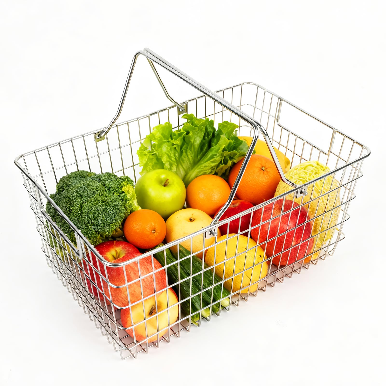 Wire Harvest Basket, Kitchen Organizers and Storage with Foldable Handle  15.0x9.8x6.9 Portable Stainless Steel Picnic Baske