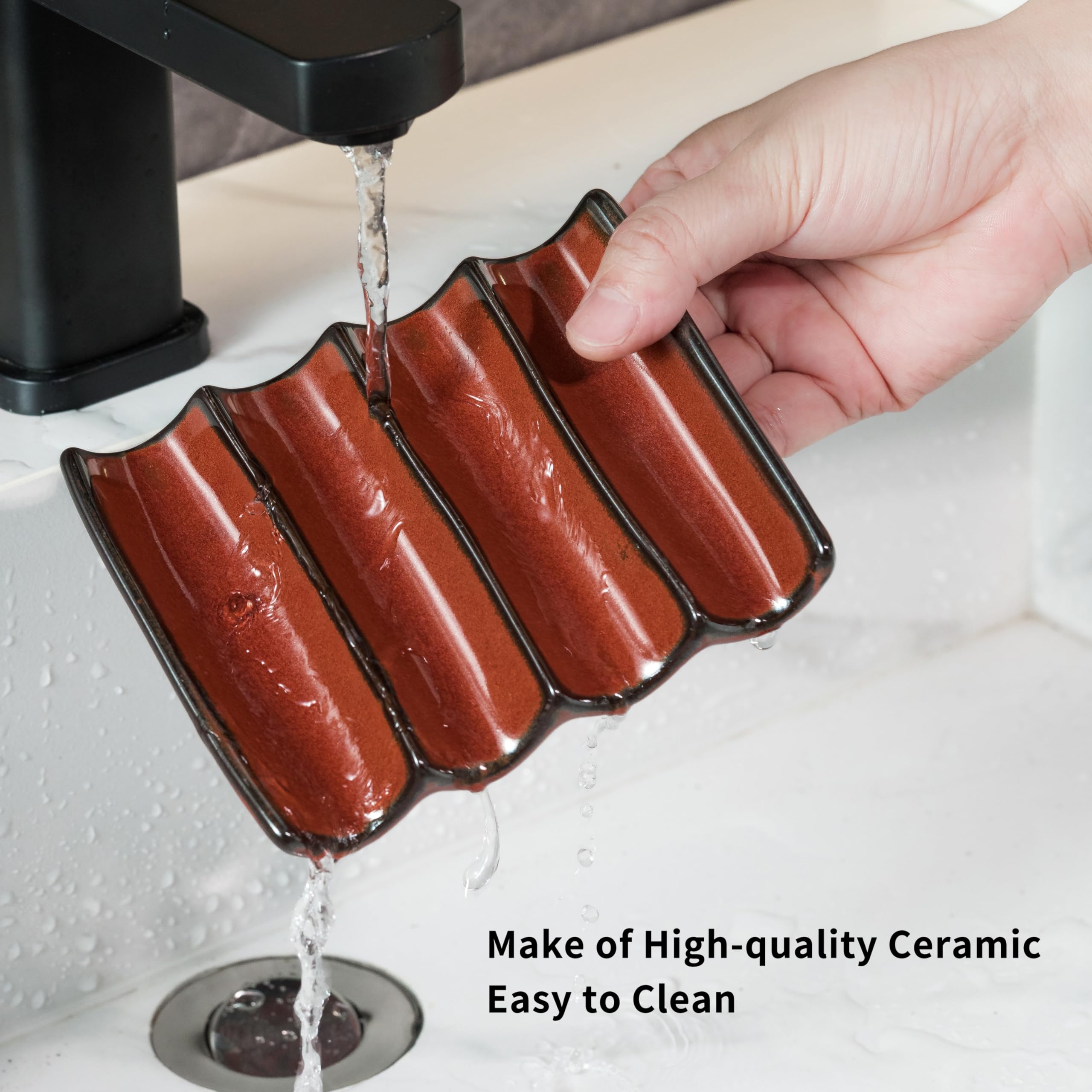 Cormomu Bathroom Soap Dish For Shower, Bar Soap Holder With Self Drain, Ceramic Soap Saver Tray For Bathroom Sink, Kitchen Count