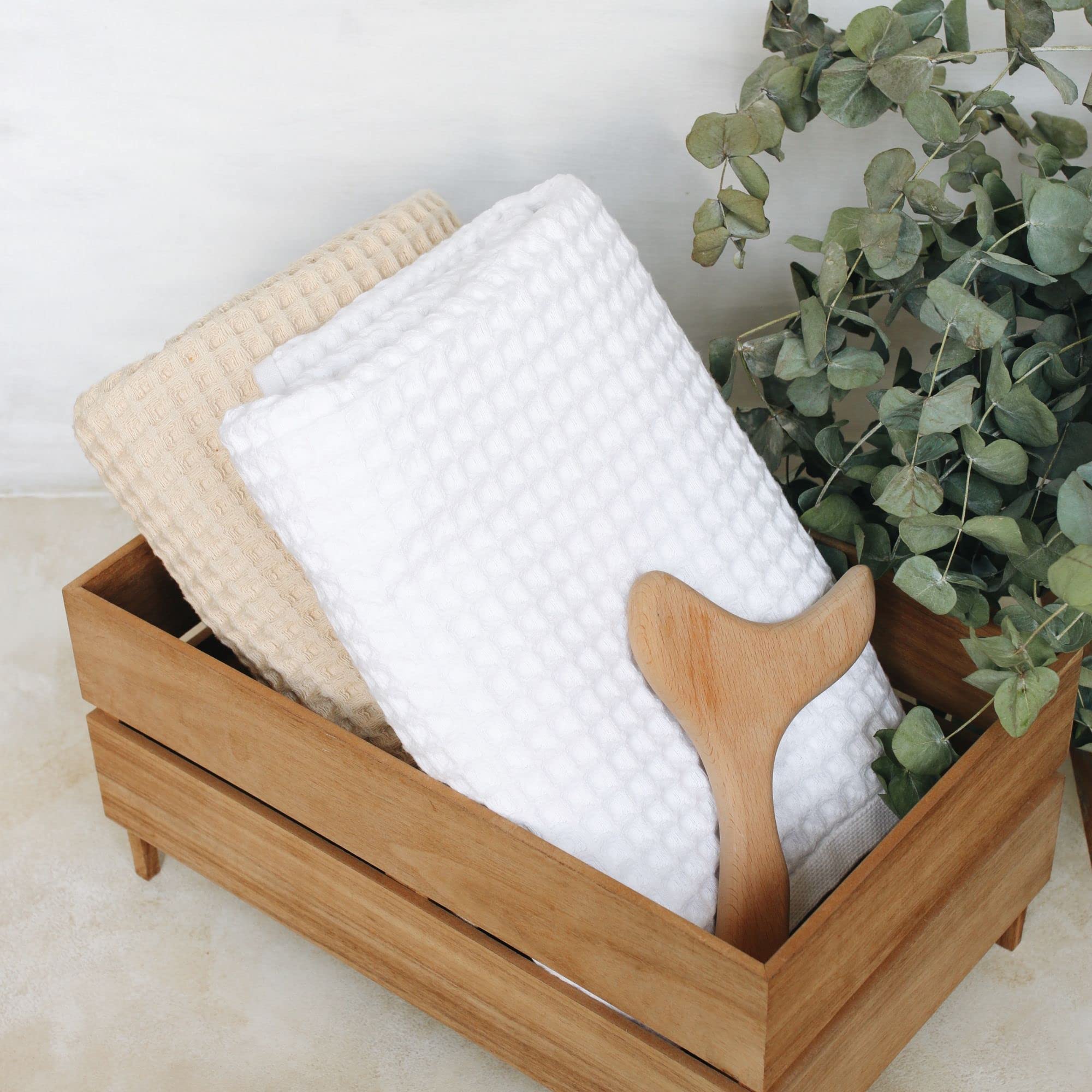 Sea Me At Home Waffle Hand Towel, 100% Cotton (Hand Towel, White)