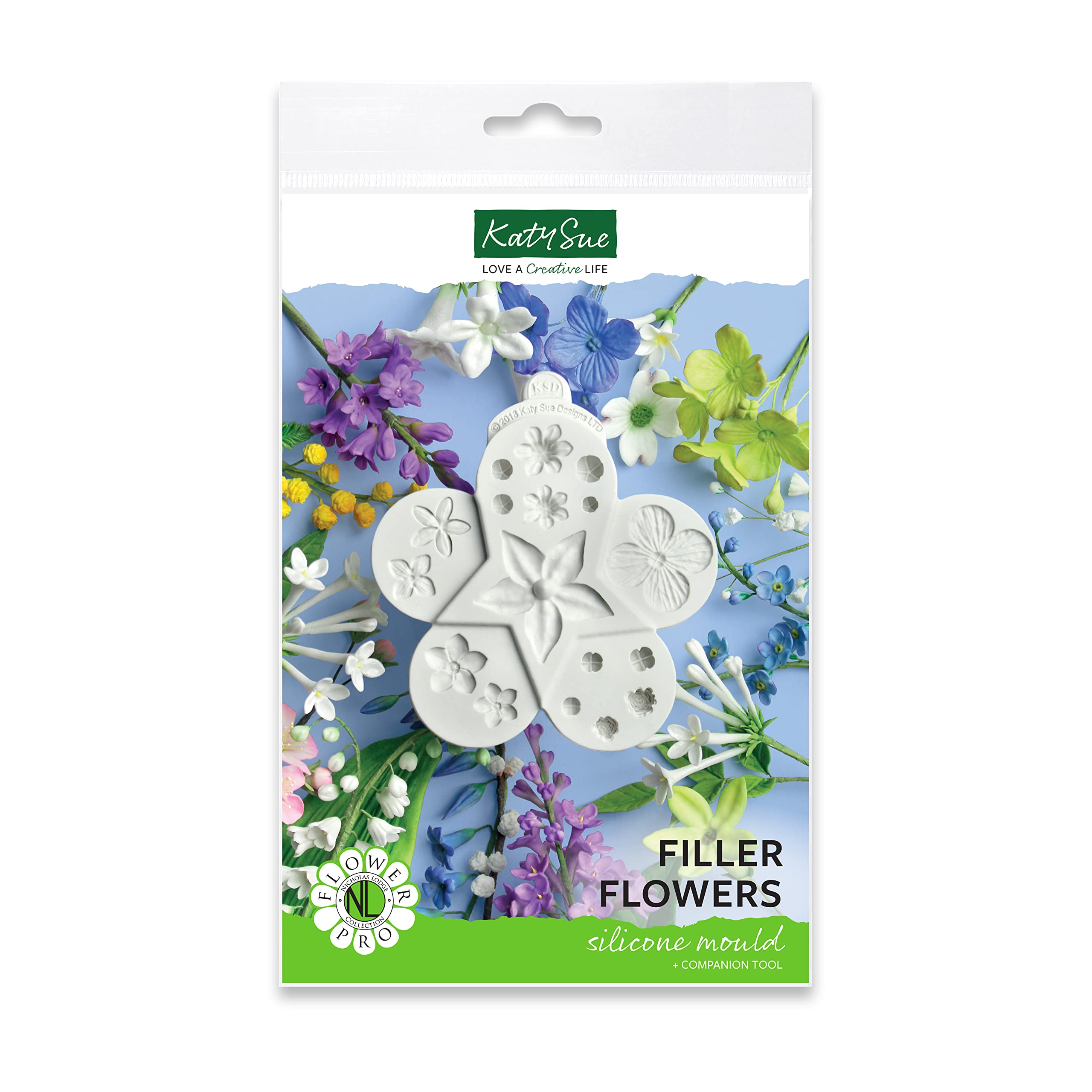 Flower Pro Ultimate Filler Flowers Silicone Mold for Cake Decorating by Katy Sue - Creates 17 Different Flower or Bud Elements for Small Flower Making