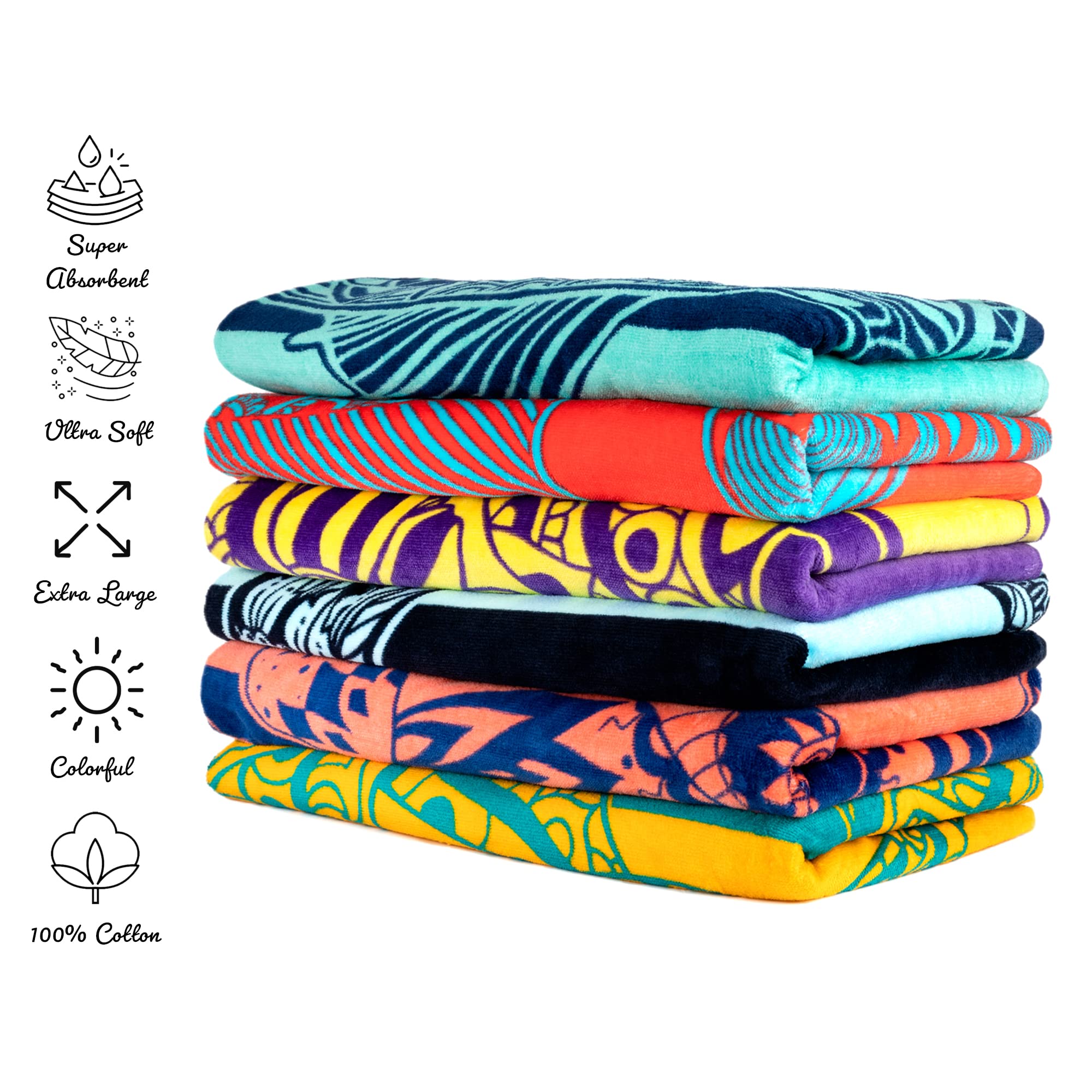 Nova Blue Jellyfish Beach Towel - Tropical Blue & Yellow Colors With A Unique Design, Extra Large, Xl (34