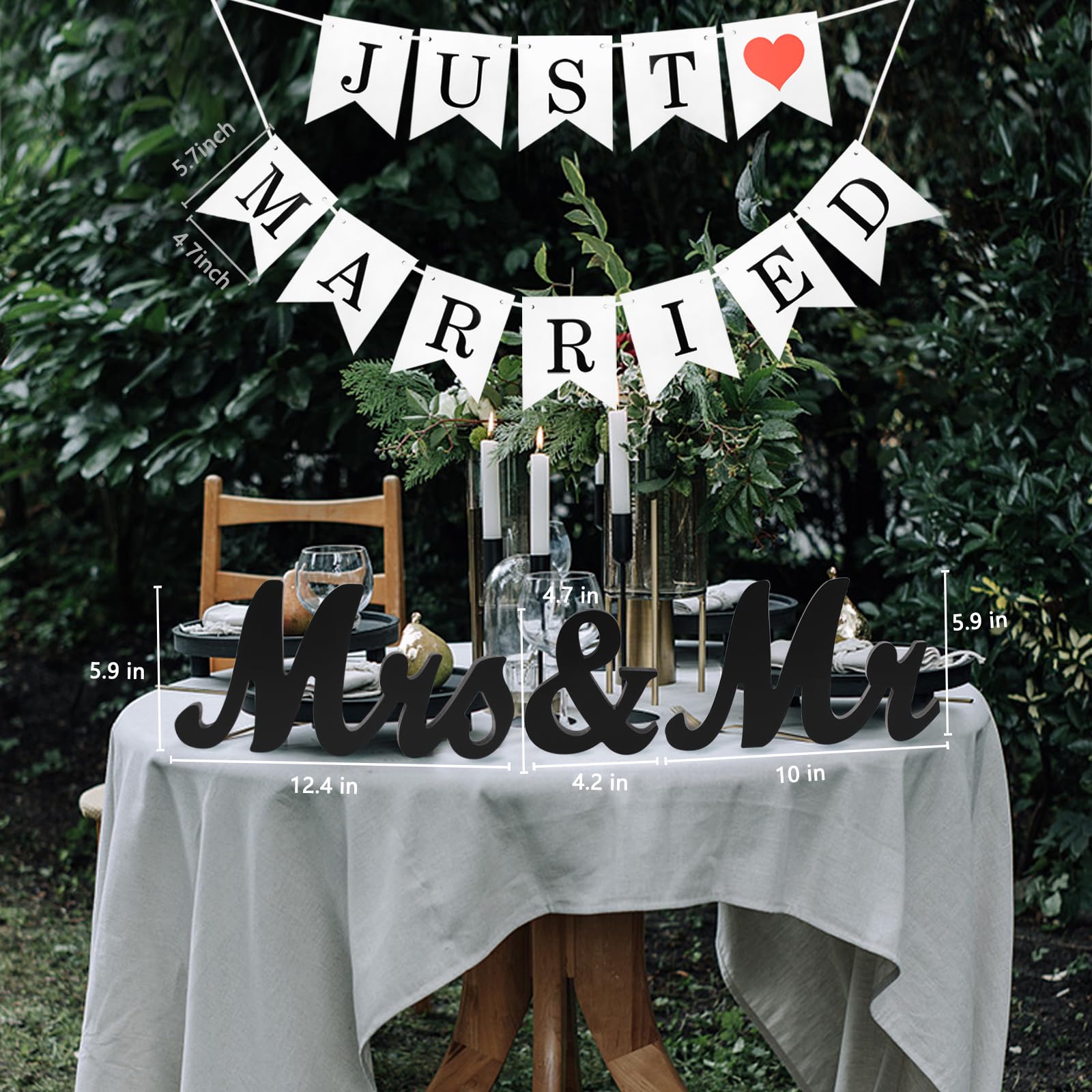 MDF Wooden Letters for Wedding Table, Large MDF Sweetheart Table Decoration, MDF Wood Sign, MDF Wedding Present (Mr&Mrs-Black) (