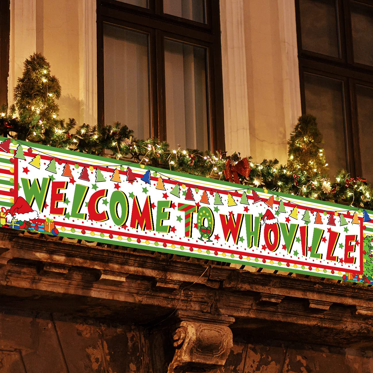 Large Whoville Christmas Decorations Banner Welcome To Whoville Yard Sign Hanging Banner Outdoor Christmas Decorations Grinch Ba
