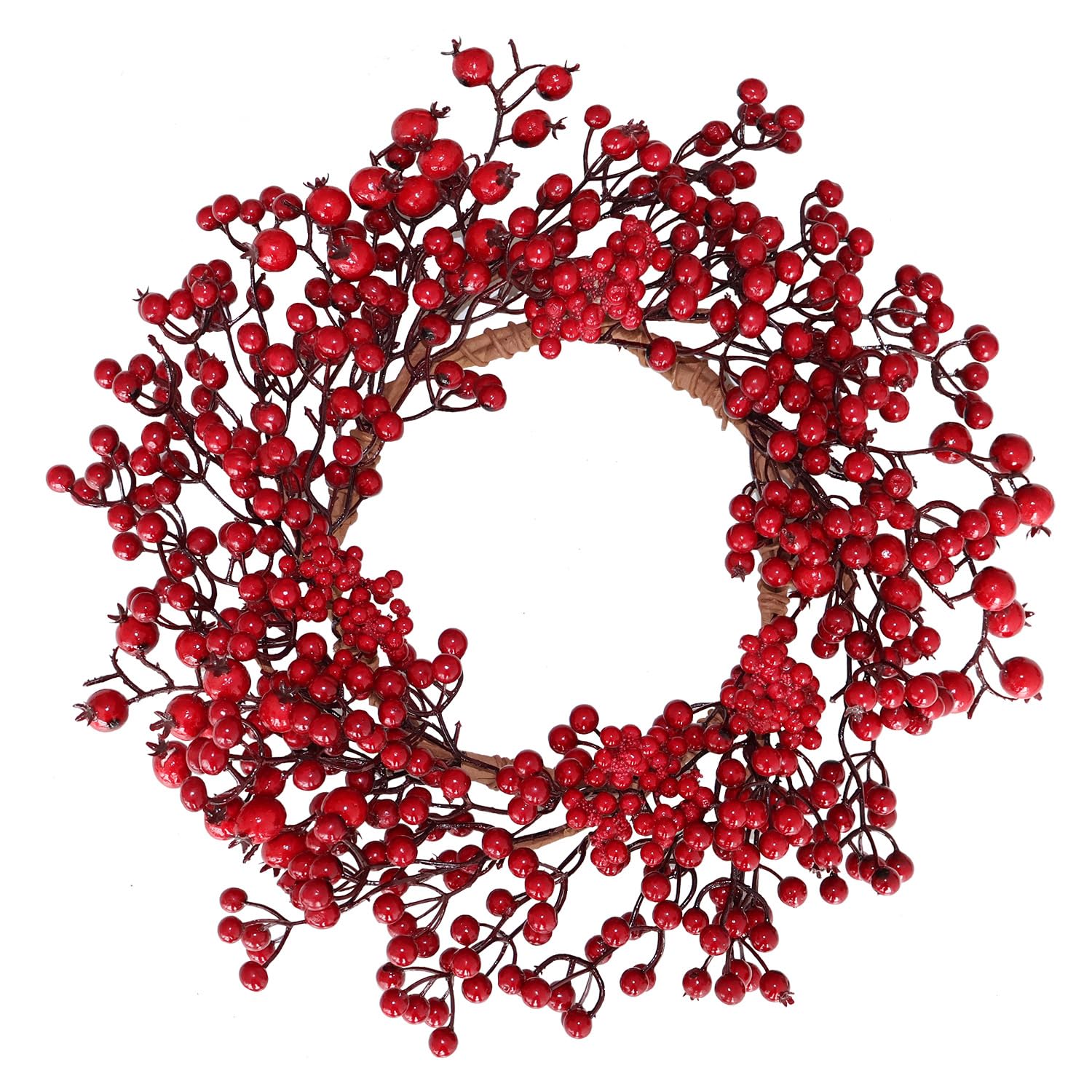 BINFEN 16 Inch Red Berry Christmas Wreath for Front Wreath Xmas Winter Window Wreath for Farmhouse Wall Decorations